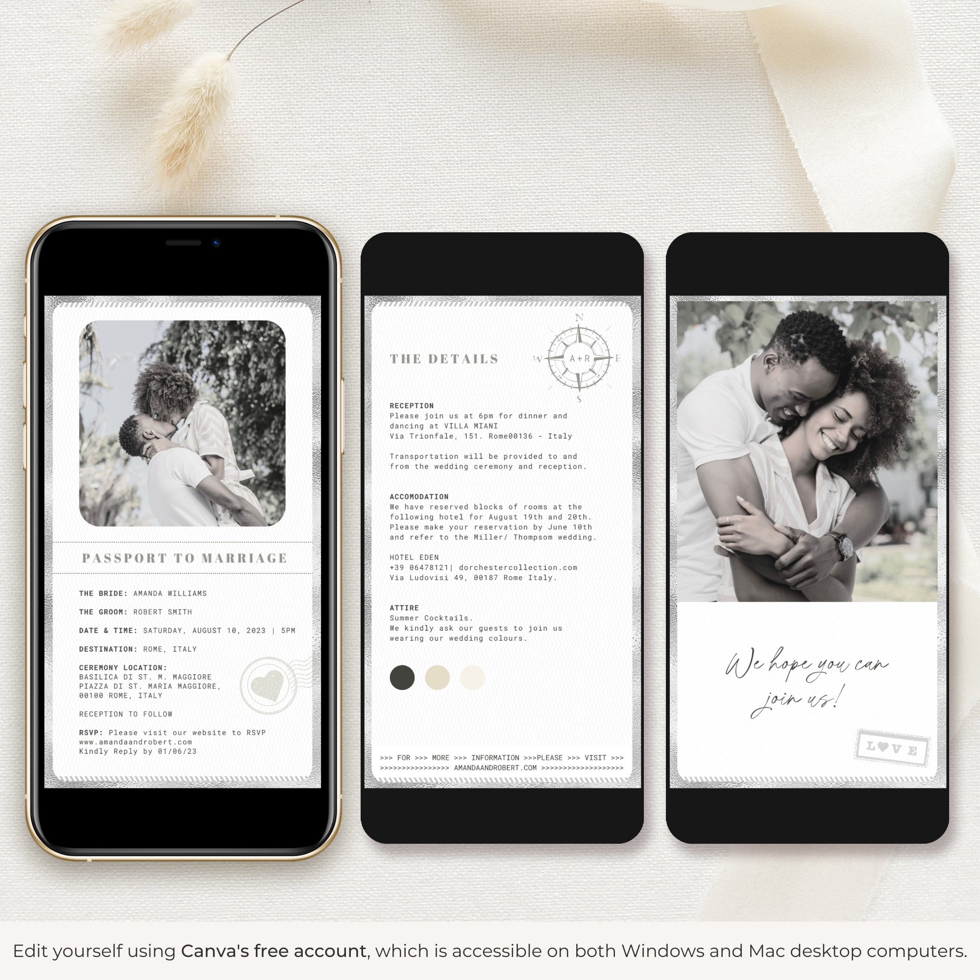Passport Wedding Invitation Video Template - Silver