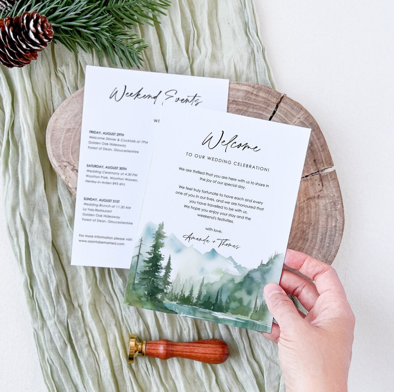 ARNA Mountain Wedding Welcome Bag Itinerary Template