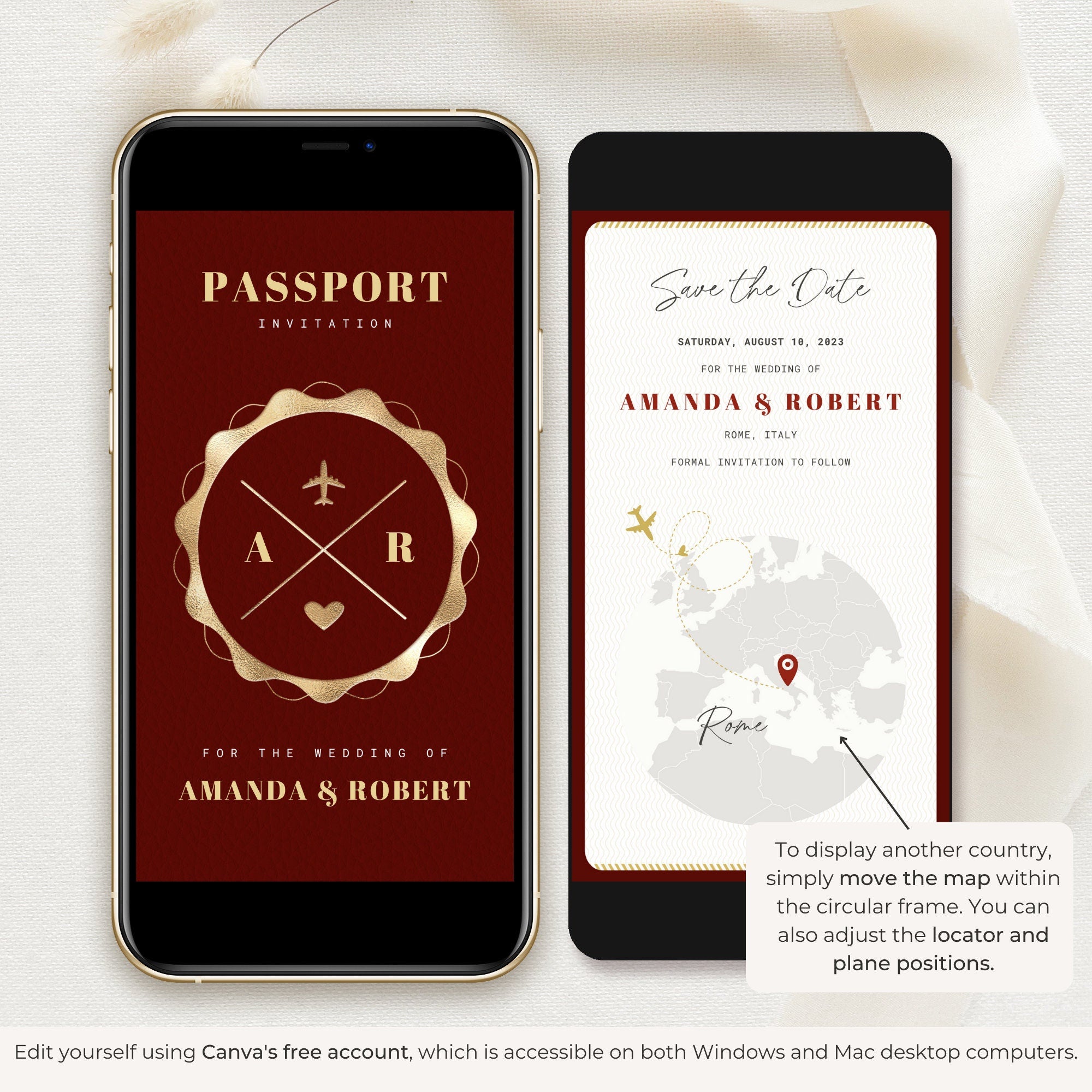 Passport Save The Date Video Template - Burgundy