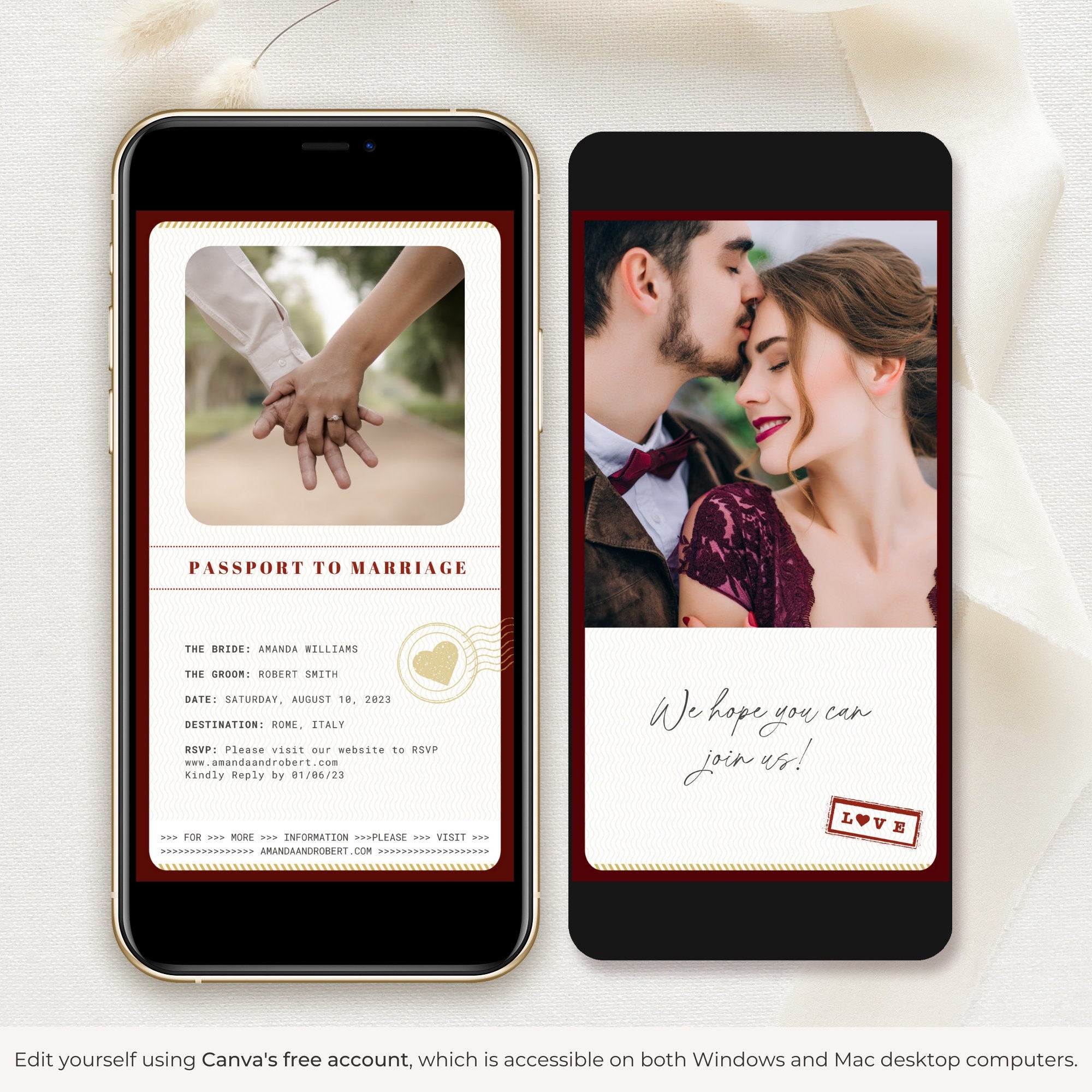 Passport Save The Date Video Template - Burgundy
