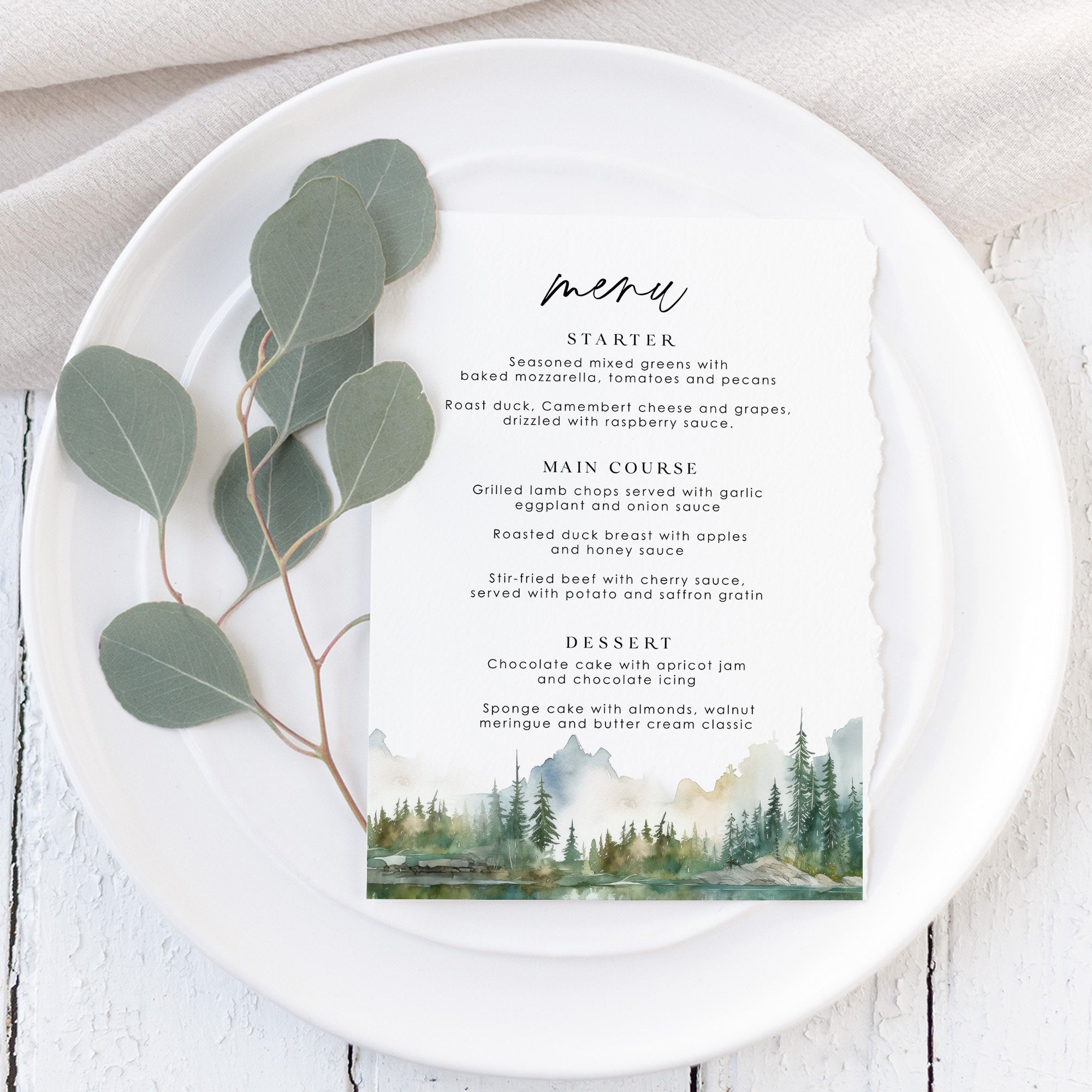 ARNA Mountain Wedding Menu Template