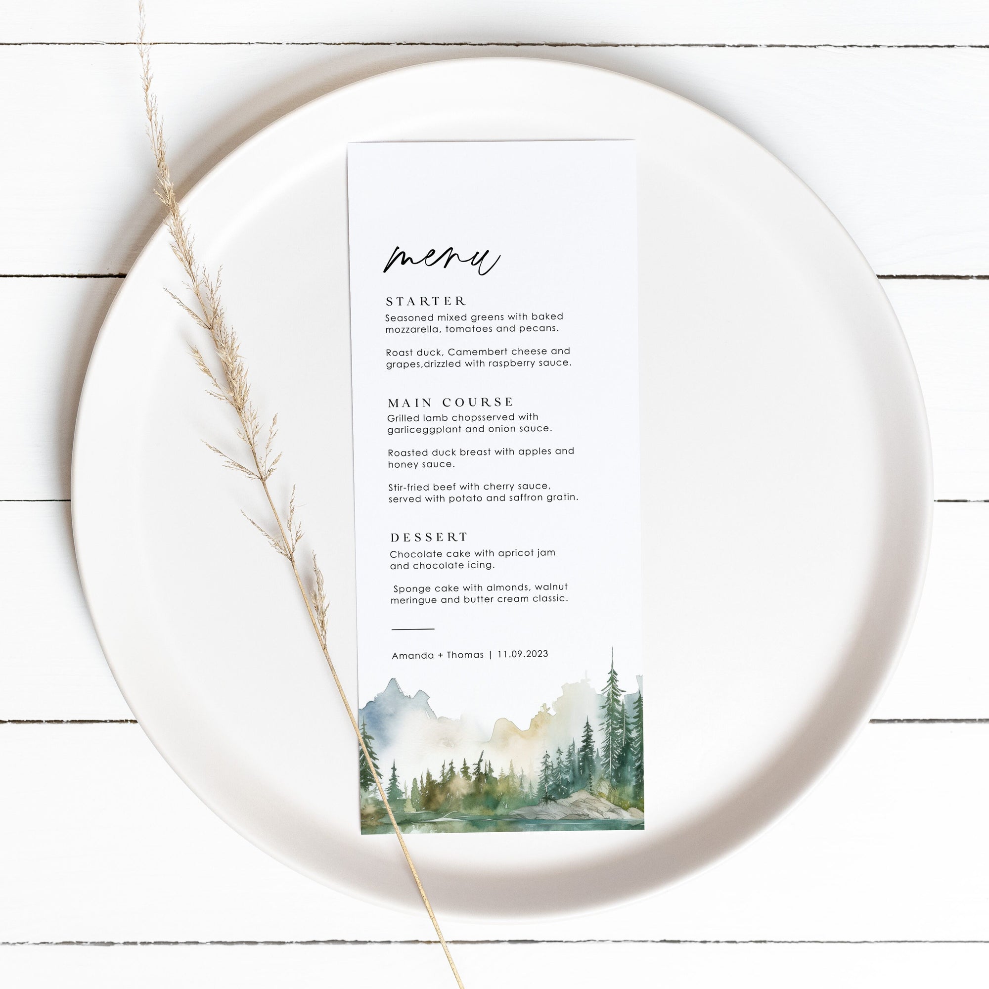 ARNA Mountain Wedding Menu Template