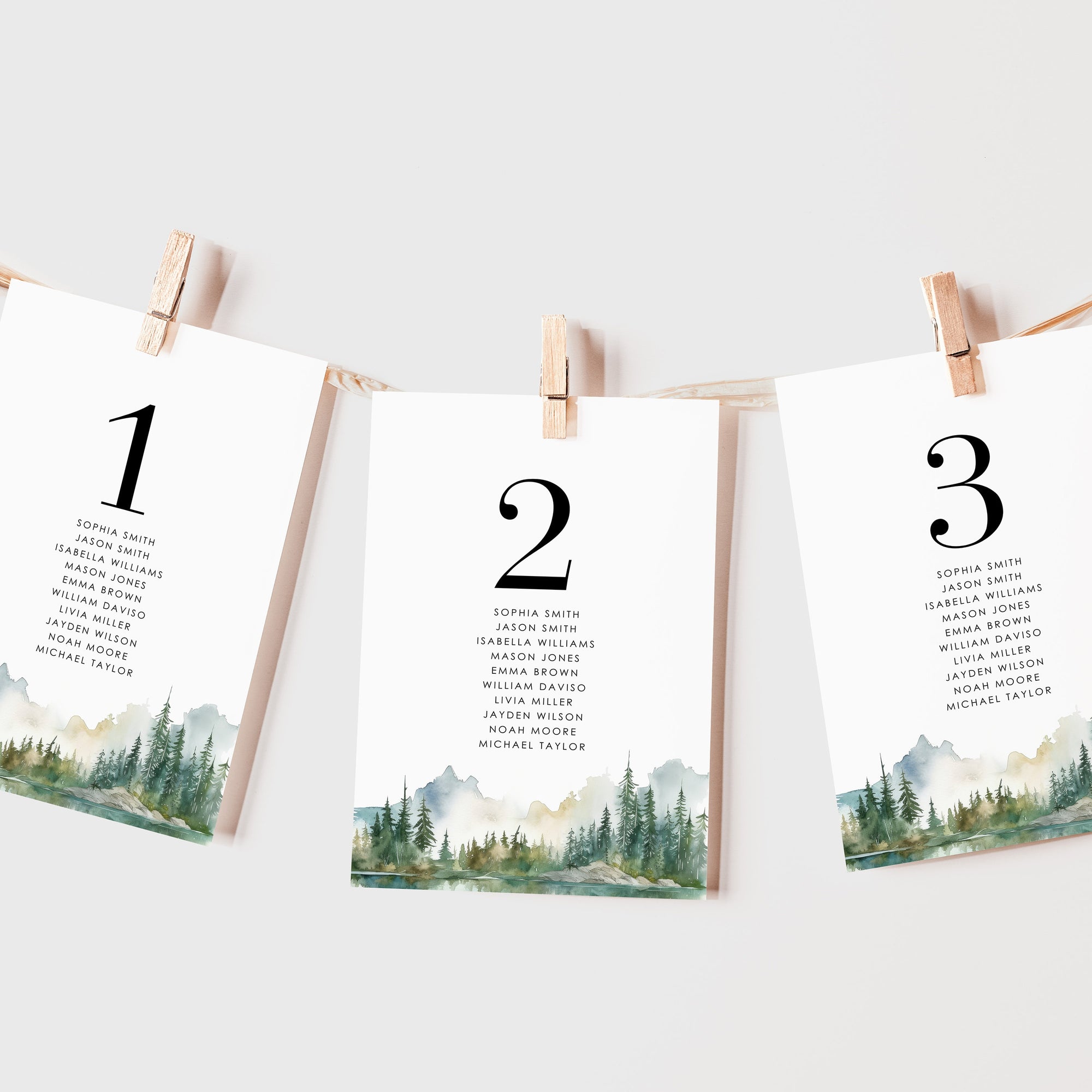 ARNA Mountain Wedding Seating Cards Template