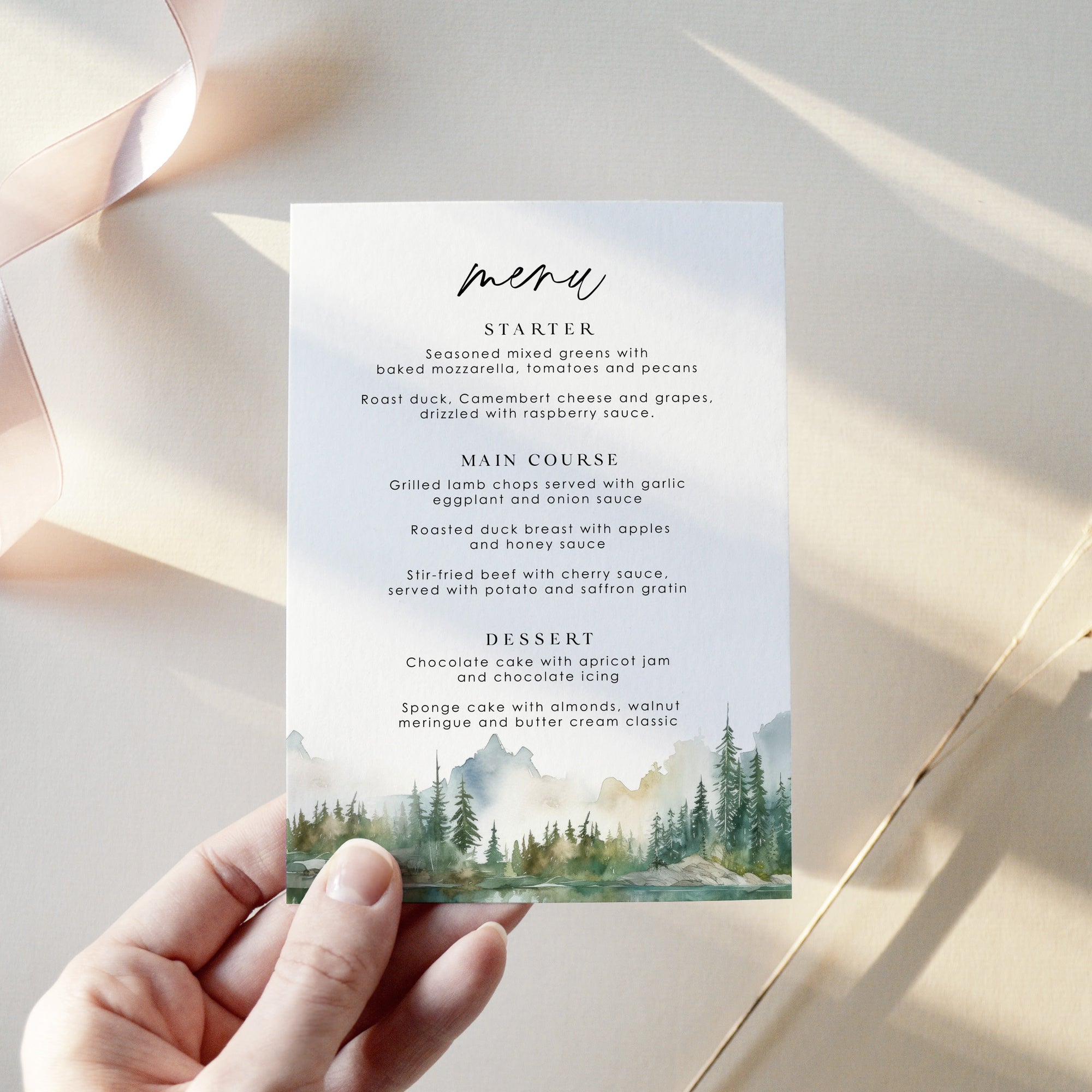 ARNA Mountain Wedding Menu Template