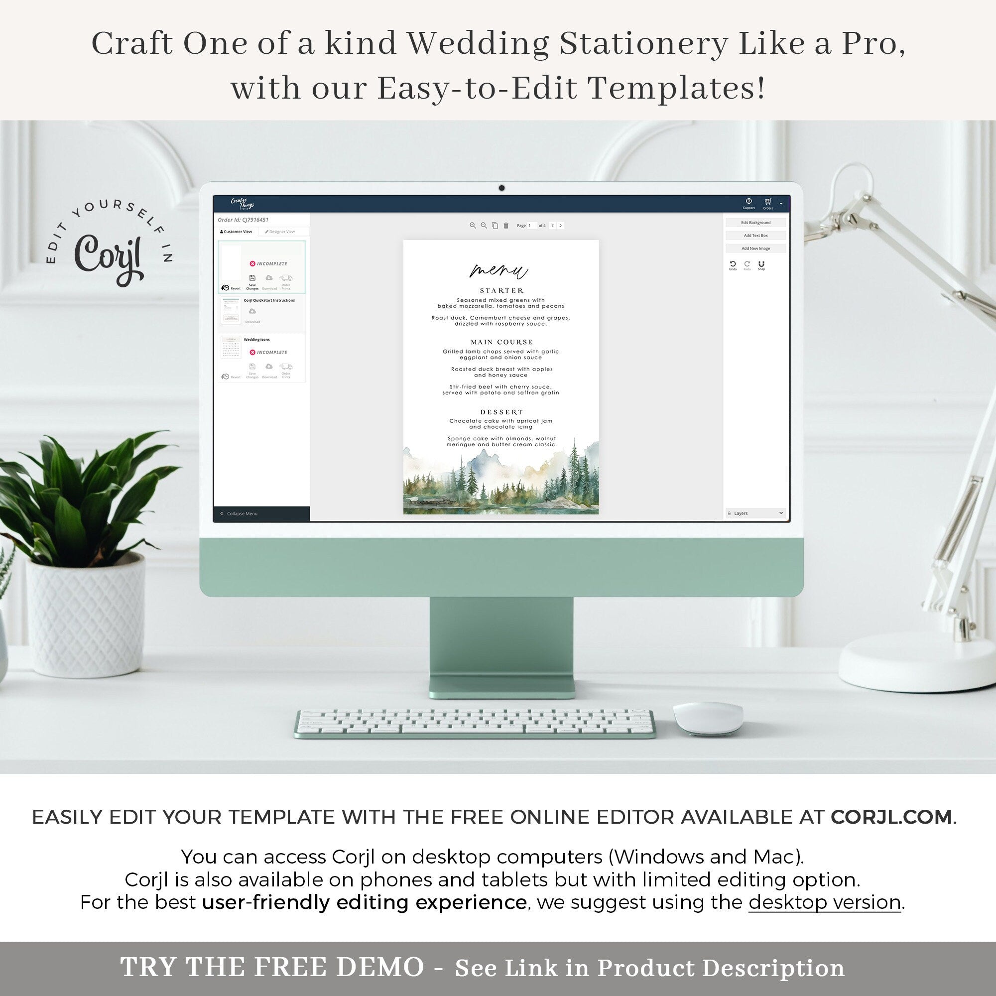 ARNA Mountain Wedding Menu Template