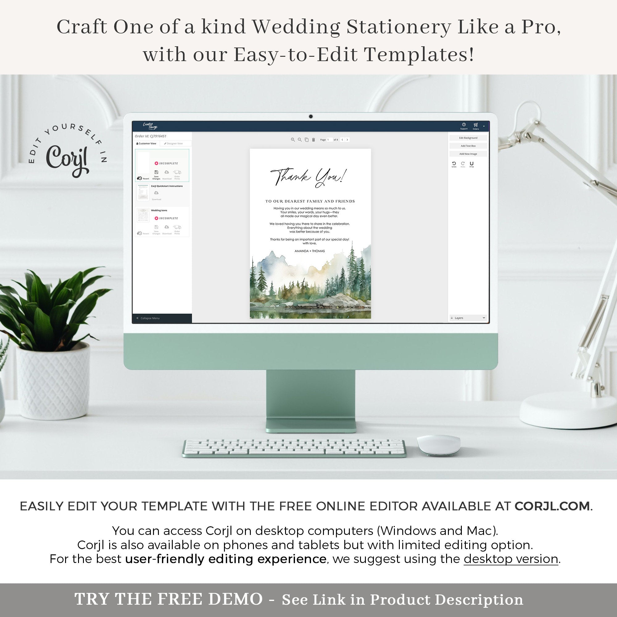 ARNA Mountain Wedding Thank You Cards