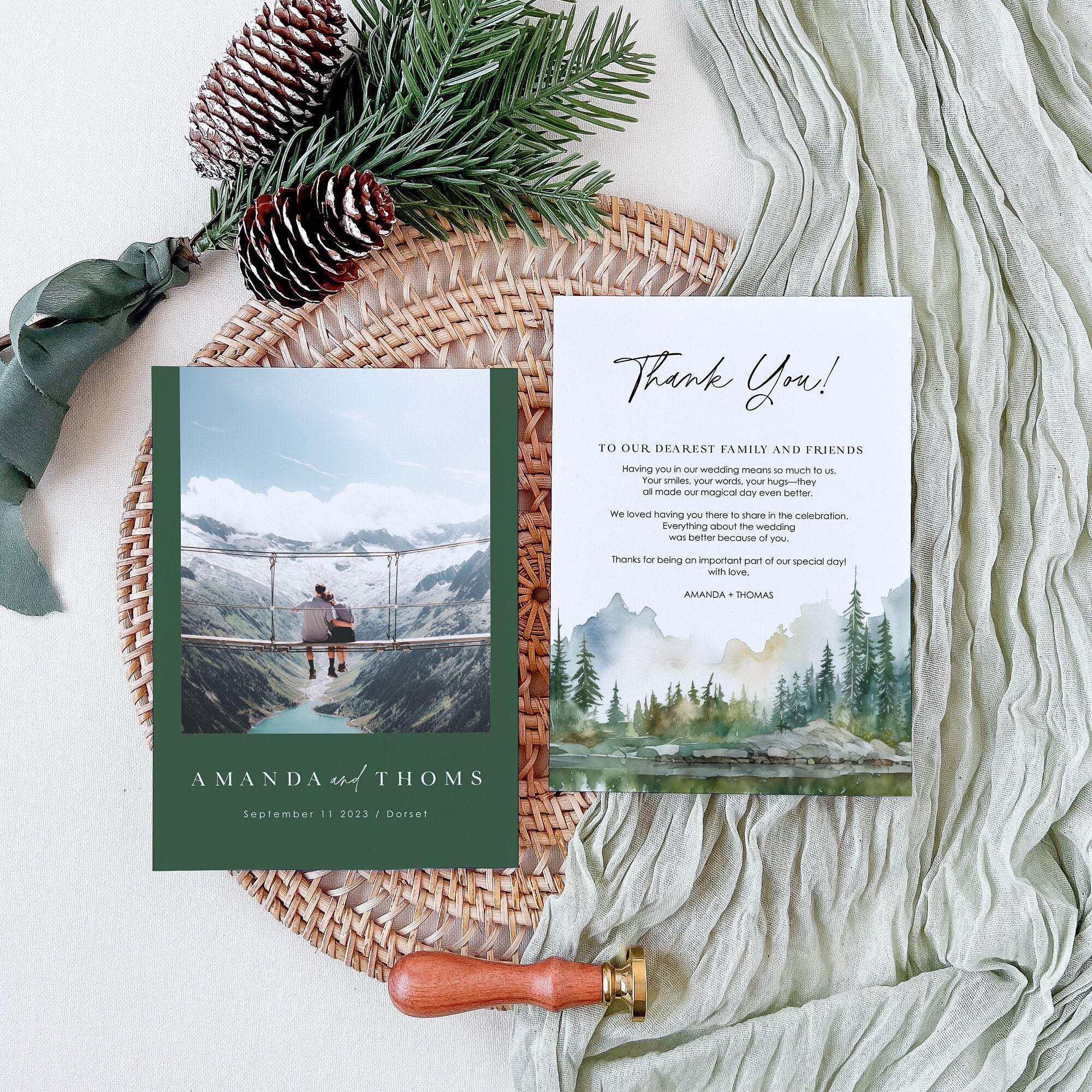 ARNA Mountain Wedding Thank You Cards