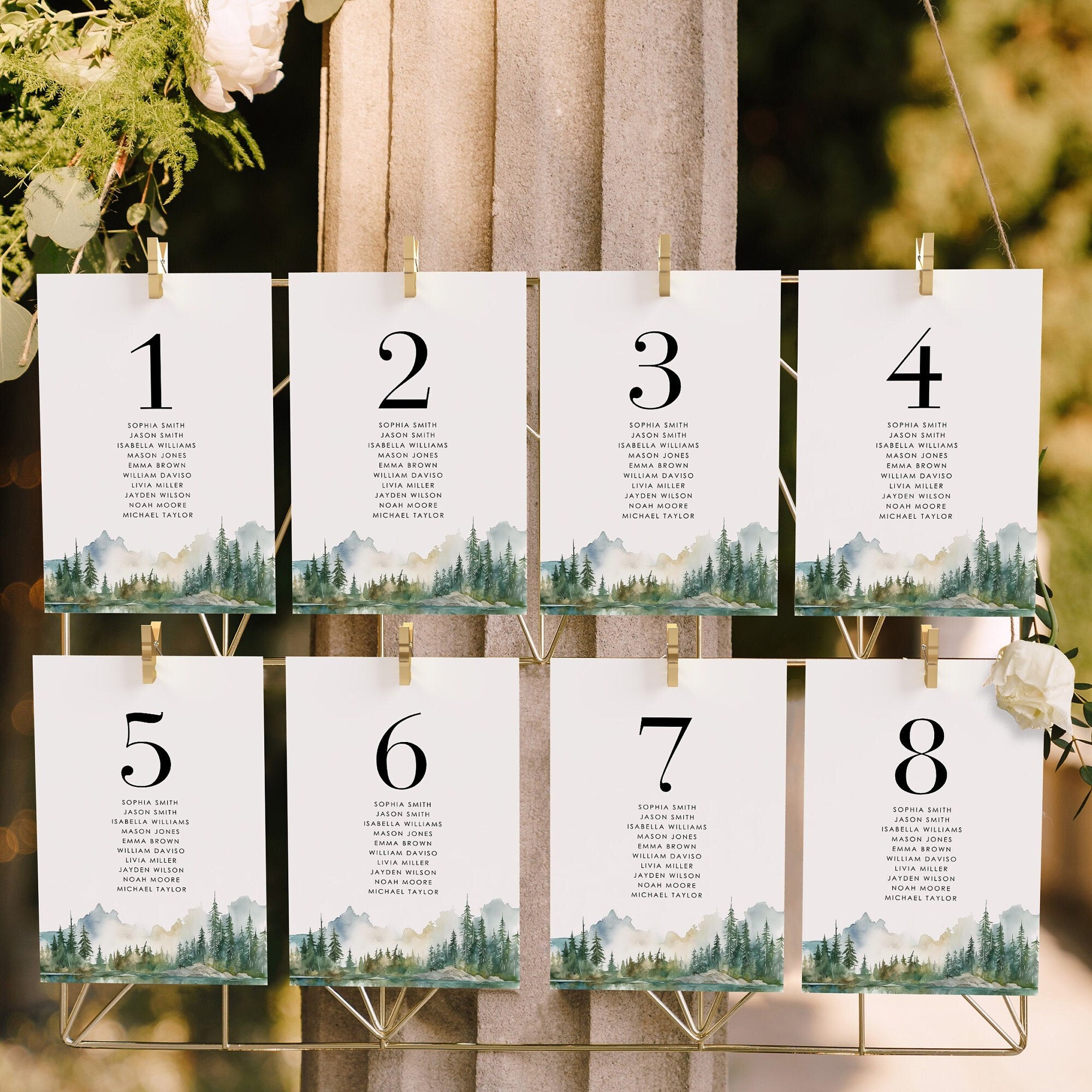 ARNA Mountain Wedding Seating Cards Template