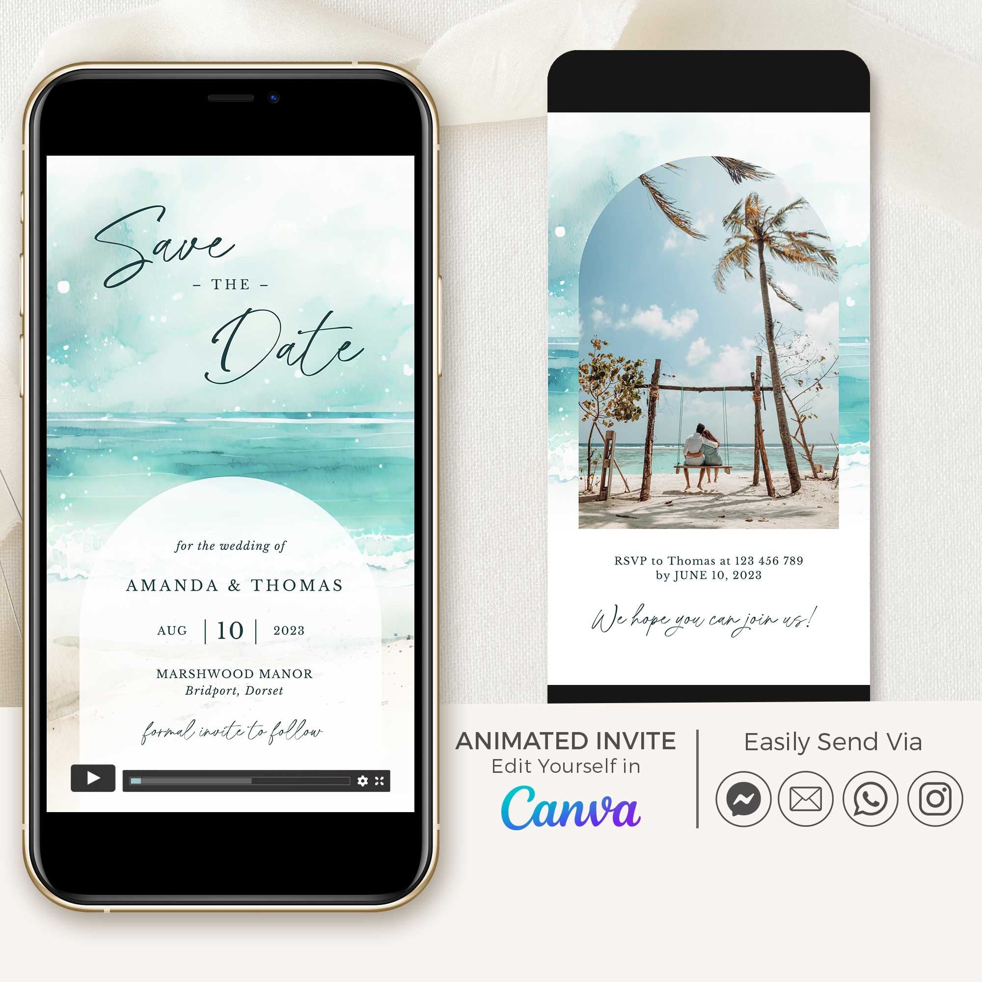 Coastal Wedding Video Save the Date Template