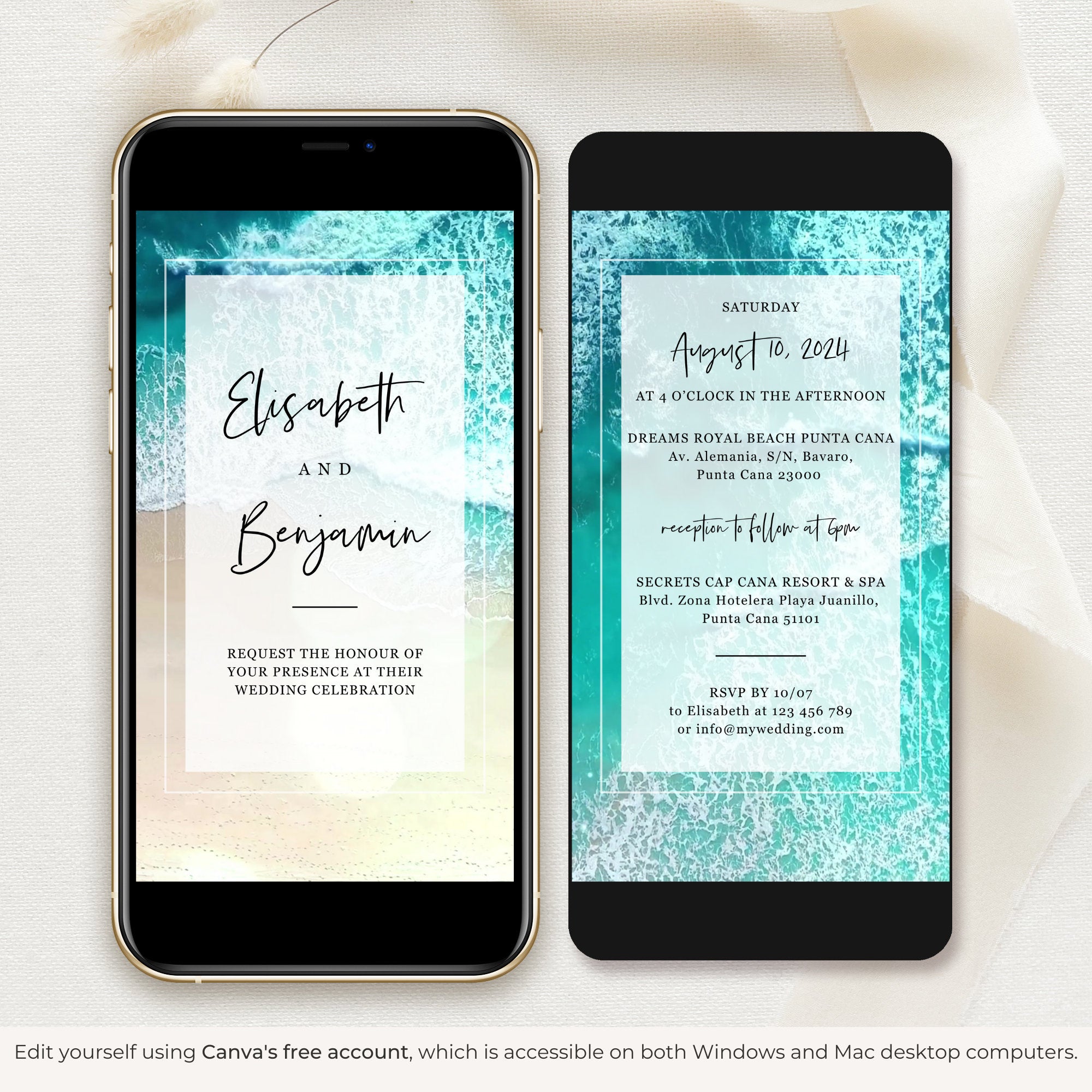 Beach Wedding Invitation Video Template