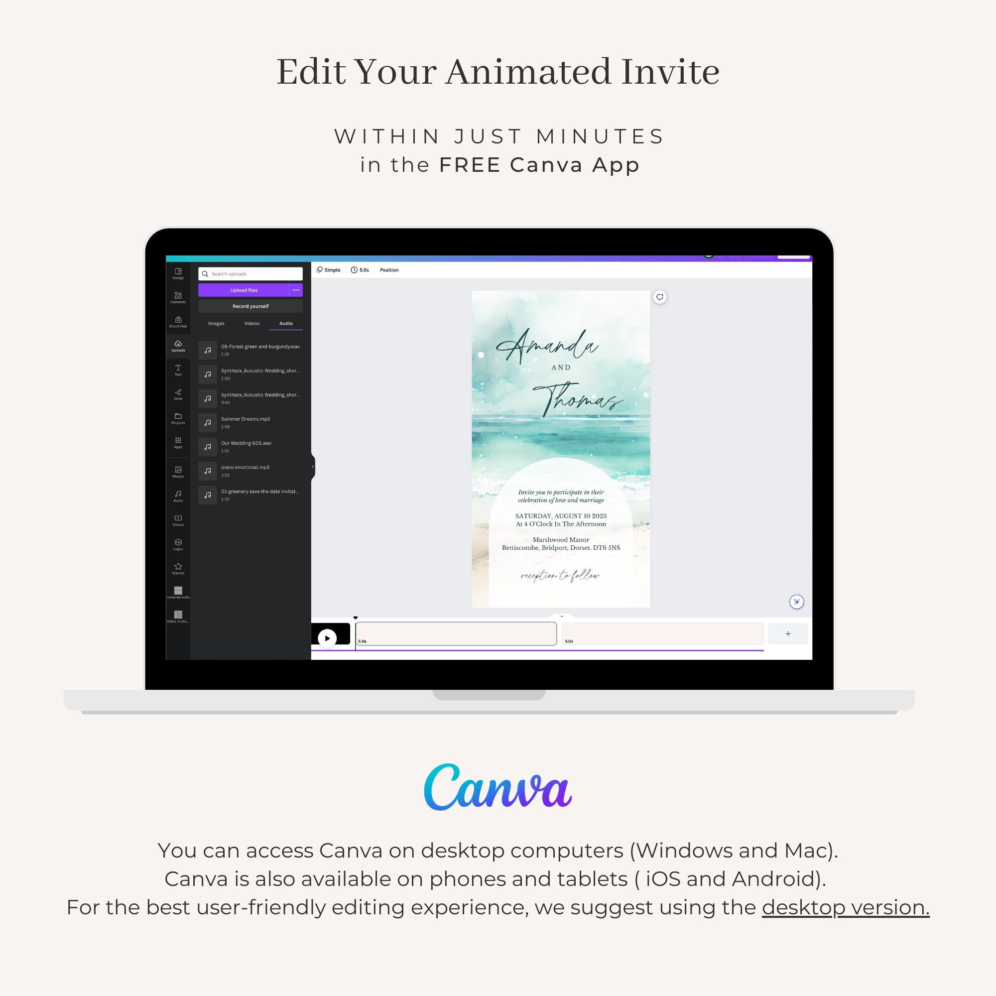 Coastal Wedding Invitation Video Template