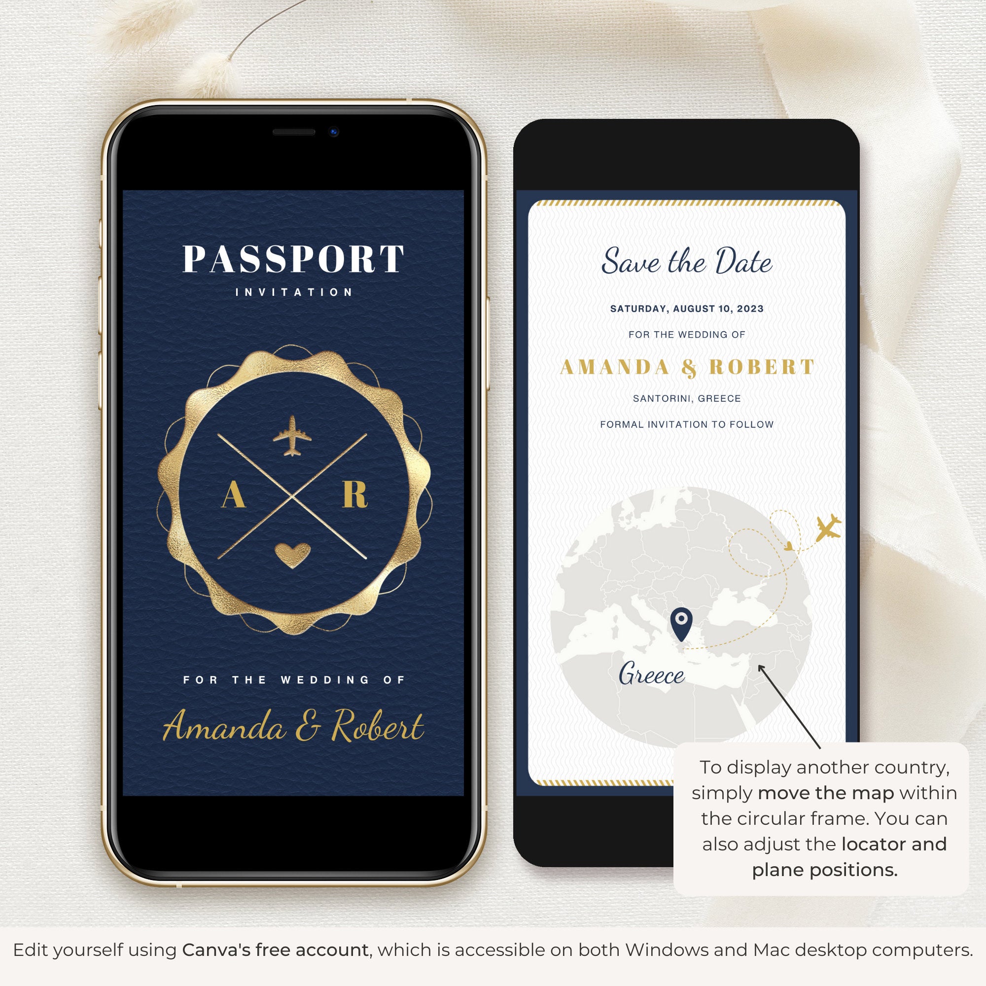 Passport Save The Date Video Template - Blue Navy