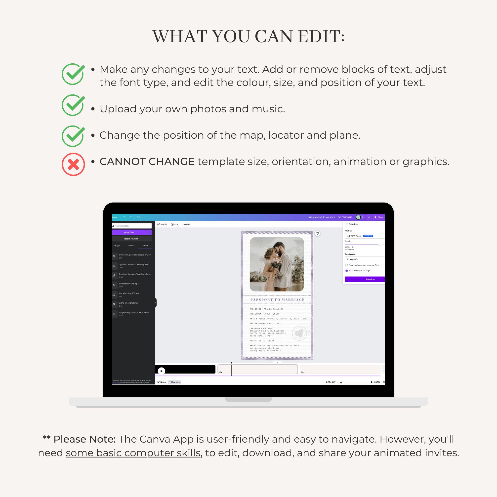 Passport Wedding Invitation Video Template - Purple