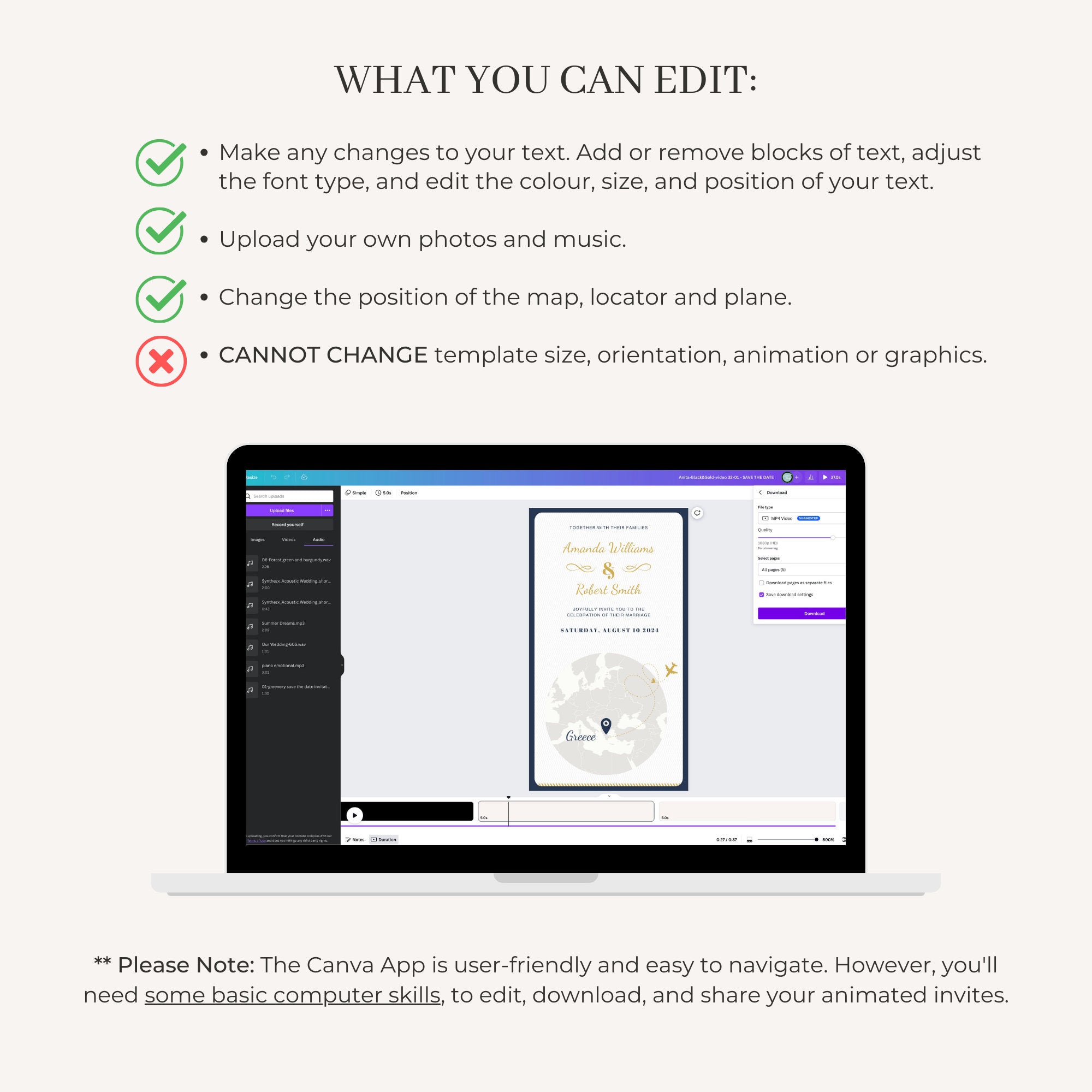 Passport Wedding Invitation Video Template - Blue Navy