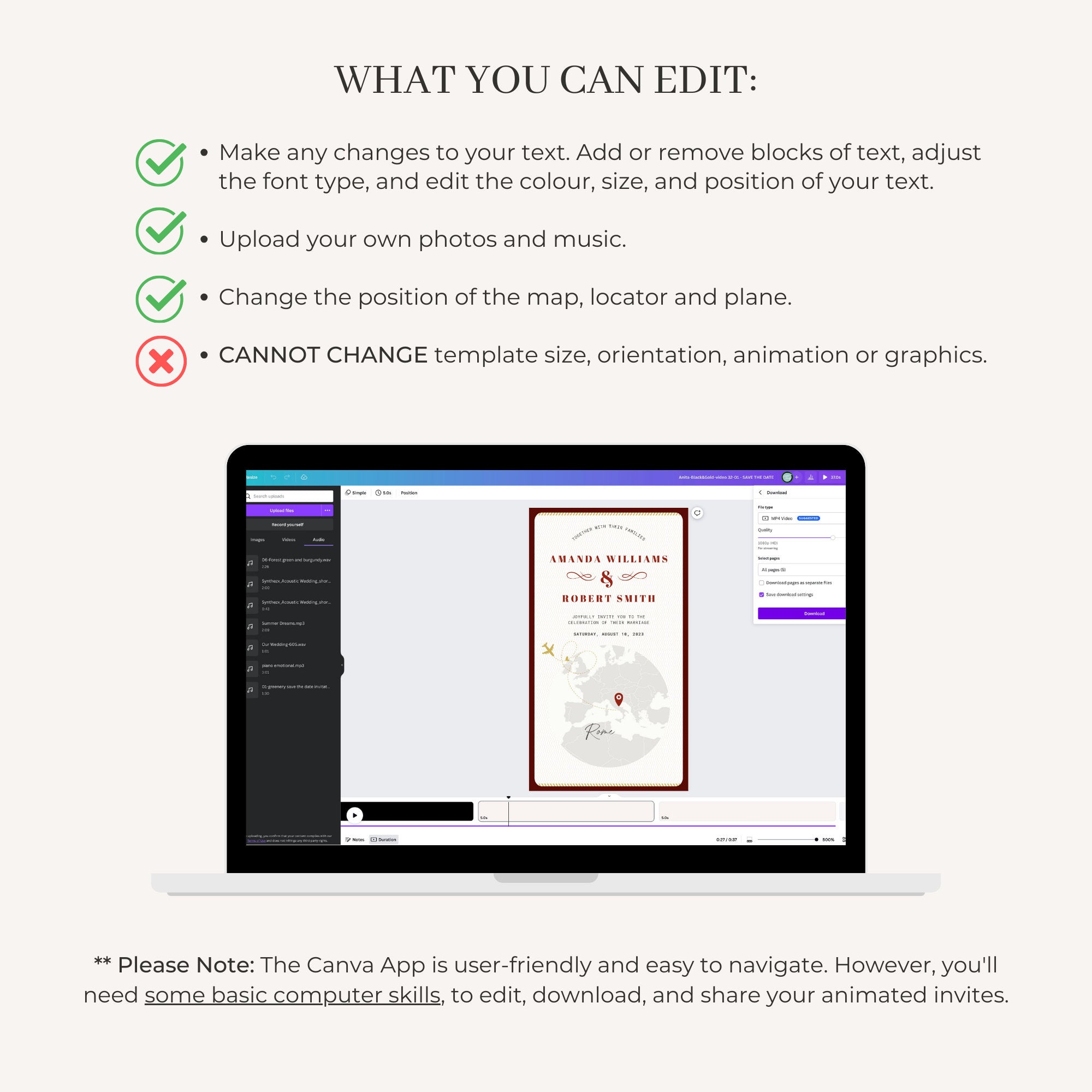 Passport Wedding Invitation Video Template - Burgundy