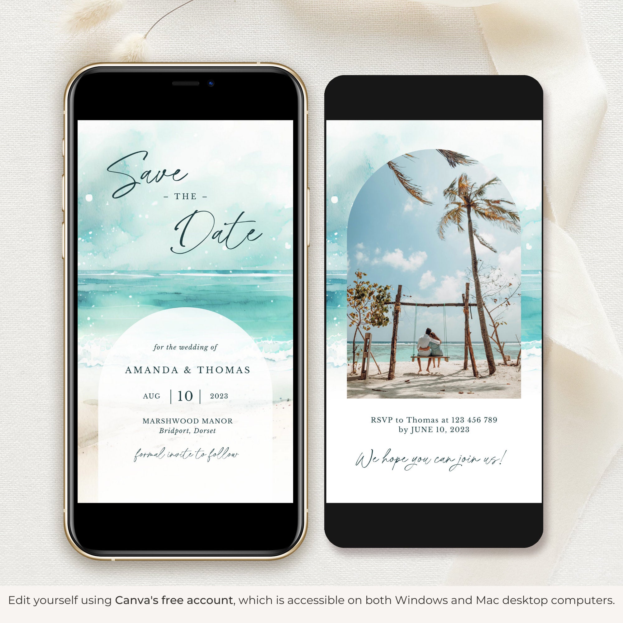 Coastal Wedding Video Save the Date Template