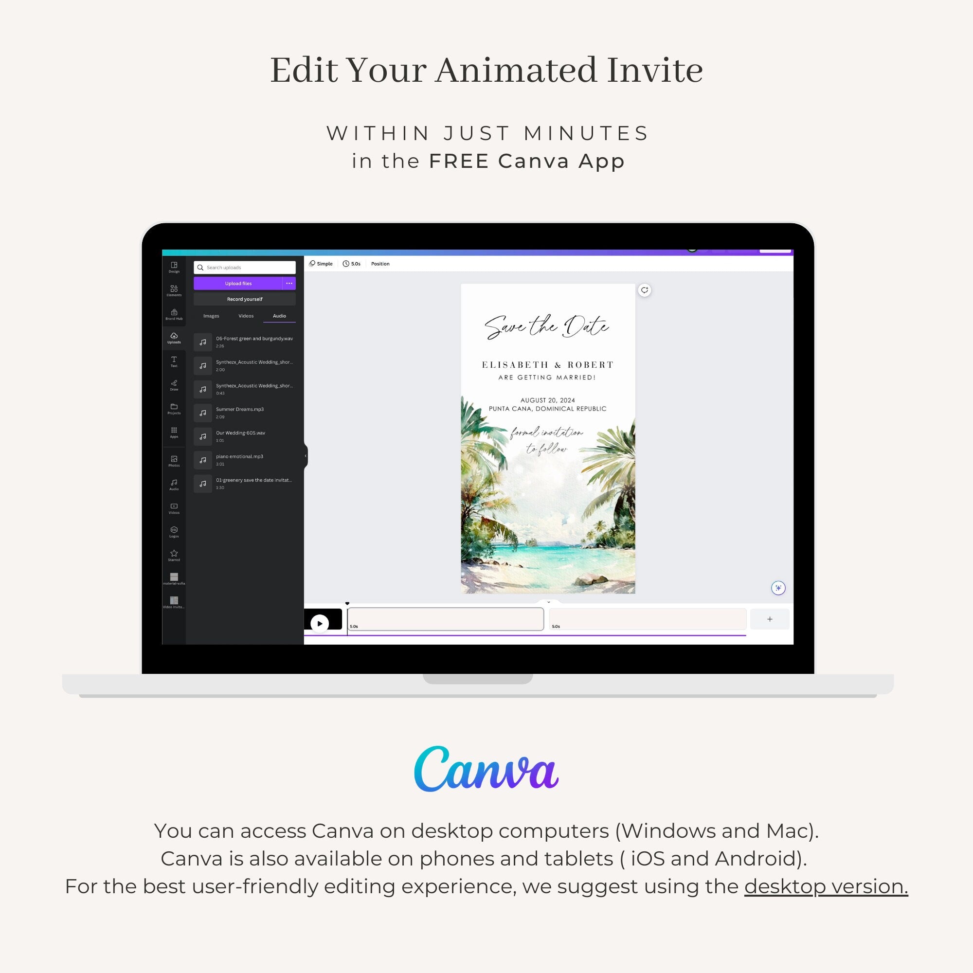 Destination Wedding Video Save the Date Template