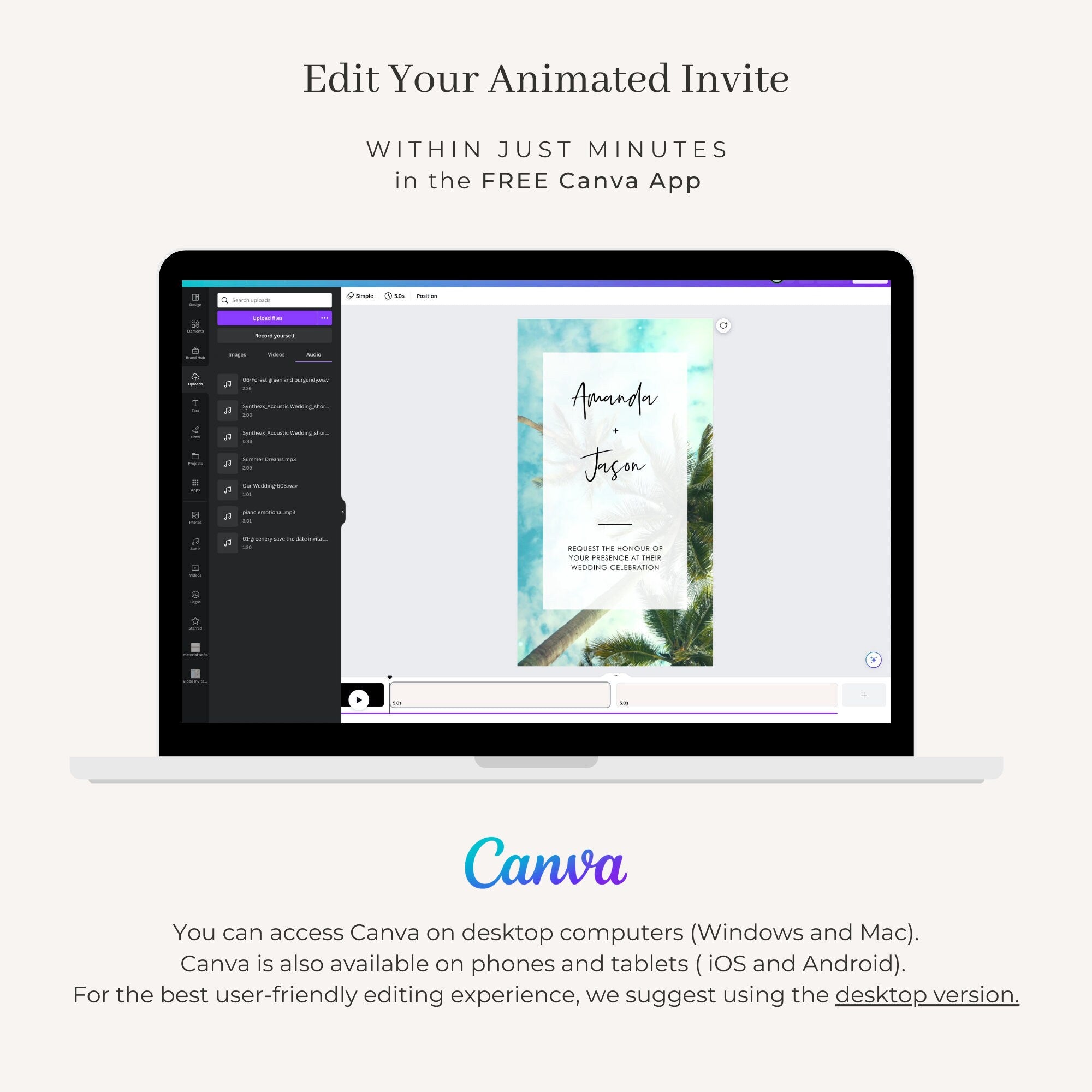 Tropical Wedding Invitation Video Template