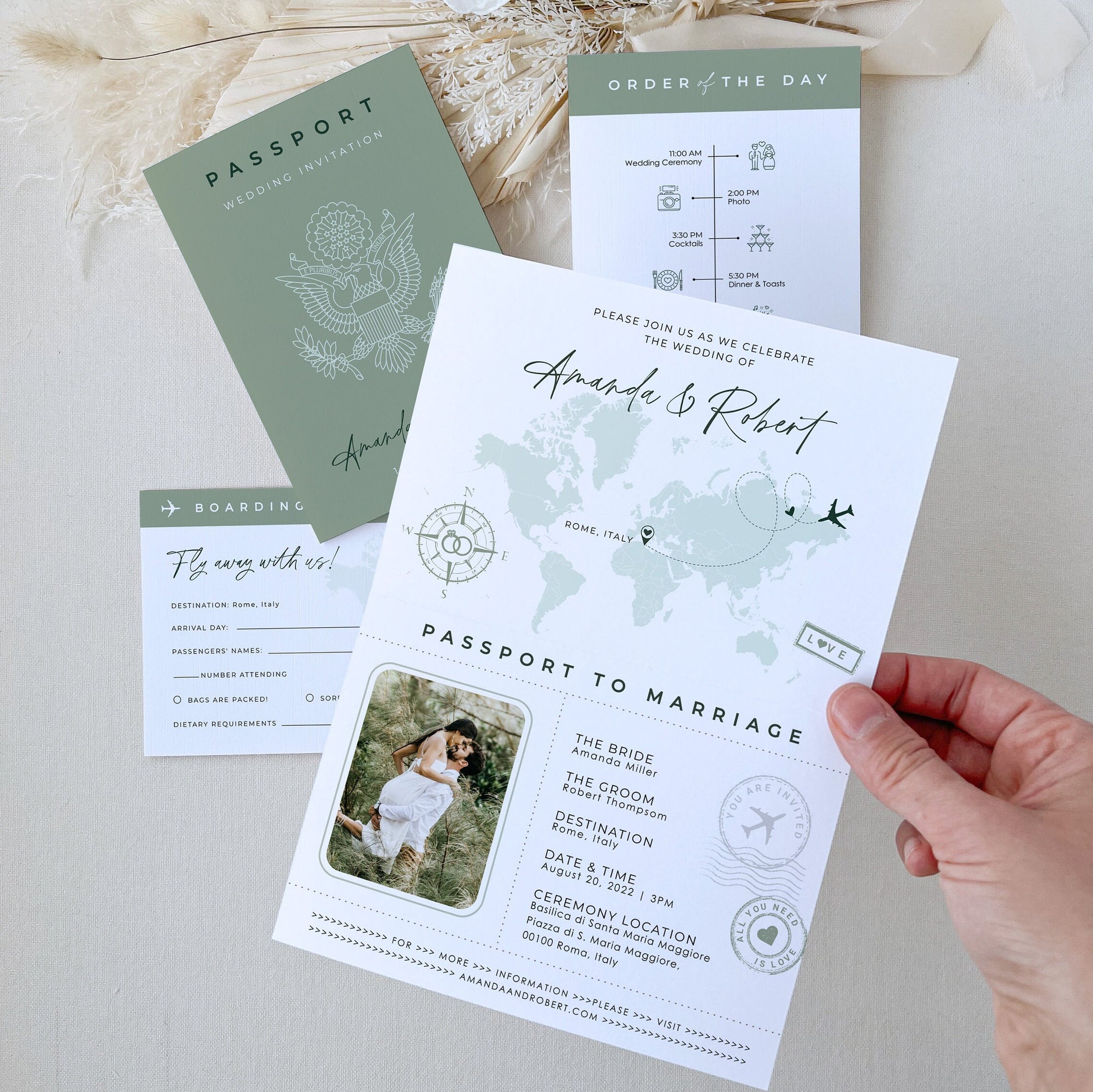 USA Passport Wedding Invitation Printable Template