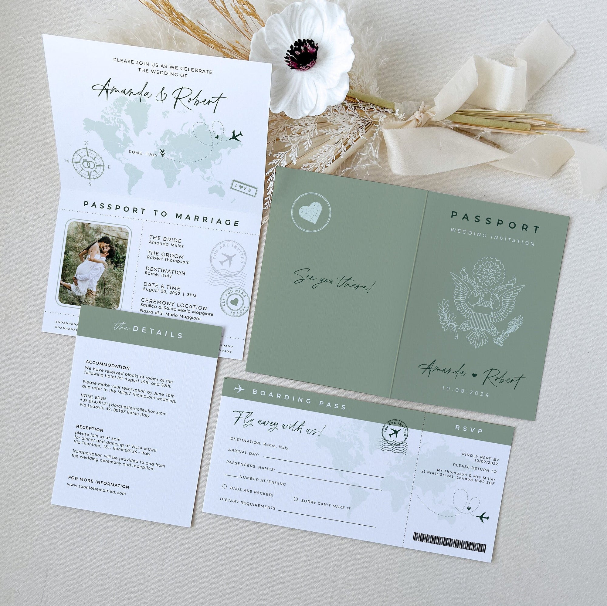 USA Passport Wedding Invitation Printable Template