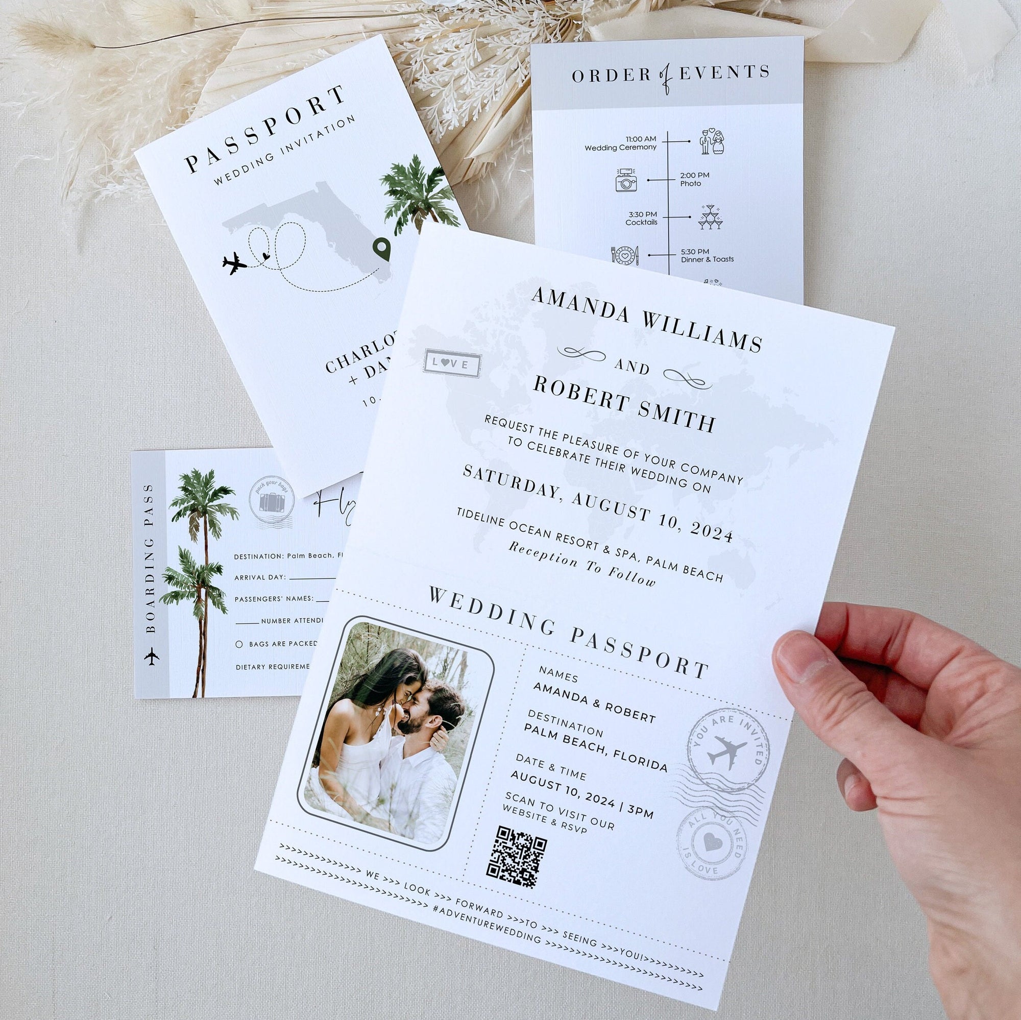 Palm Tree Passport Wedding Invitation Template