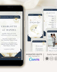 Boarding Pass Wedding Invitation Video Template - Blue Navy