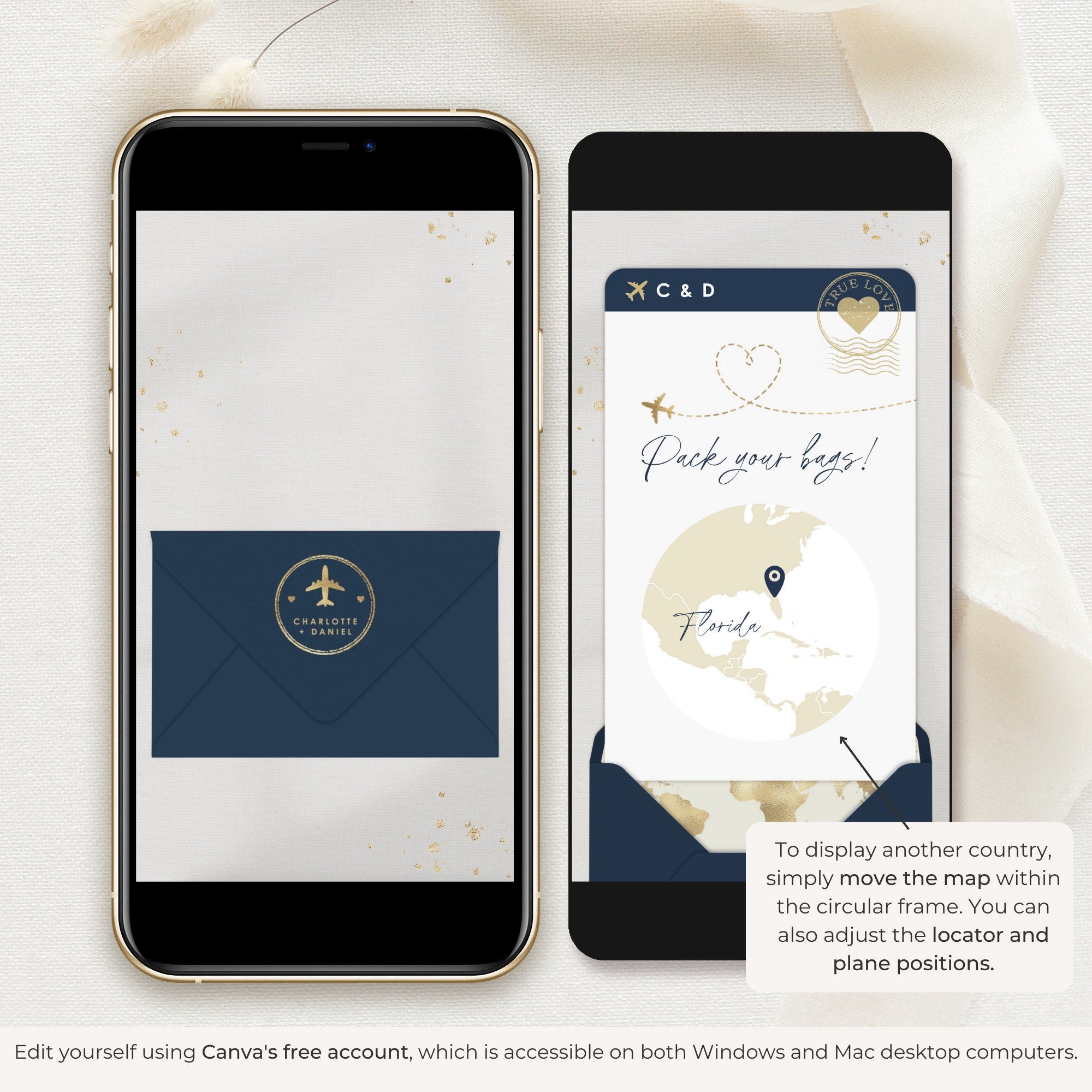 Boarding Pass Save the Date Video Template - Blue Navy