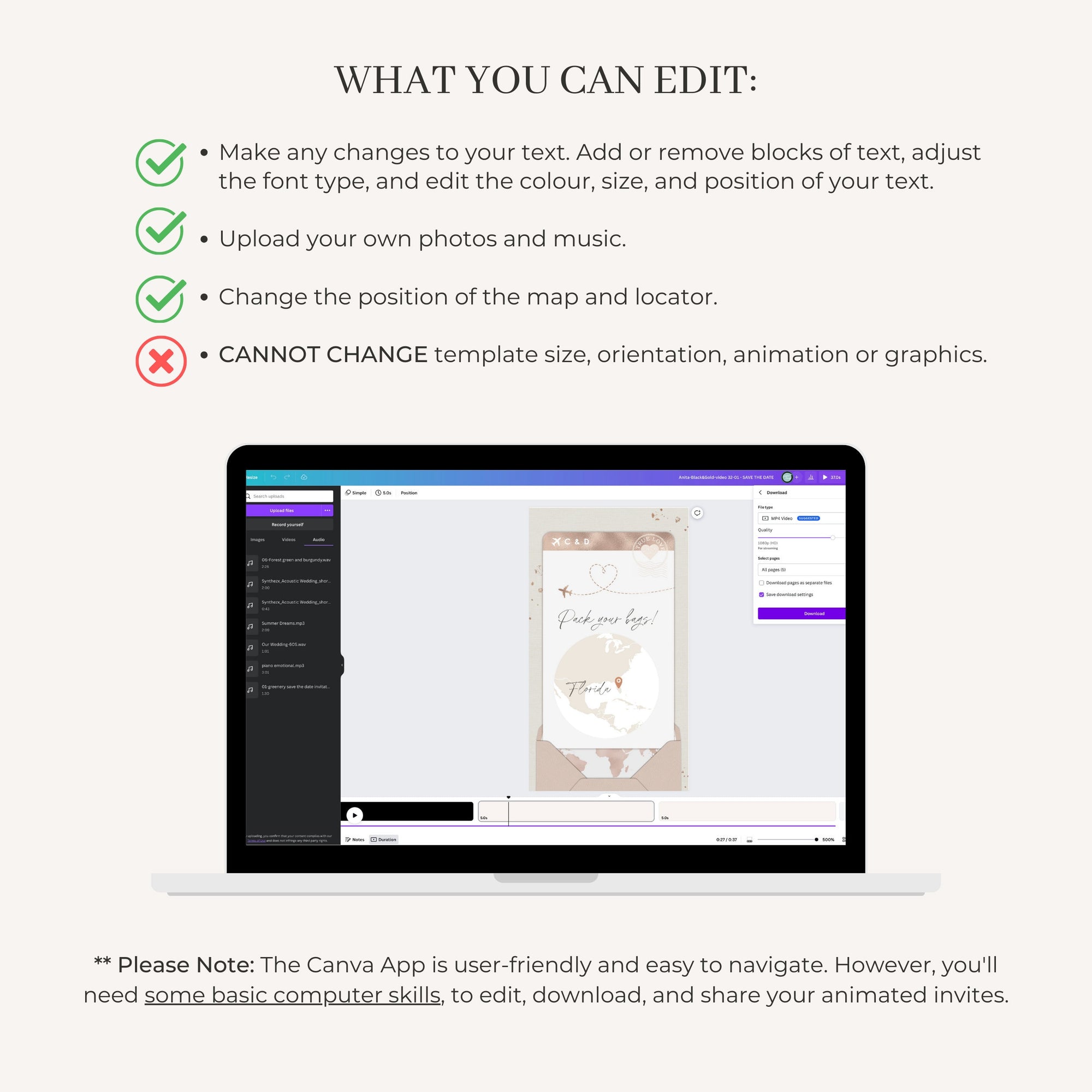 Boarding Pass Wedding Invitation Video Template - Rose Gold