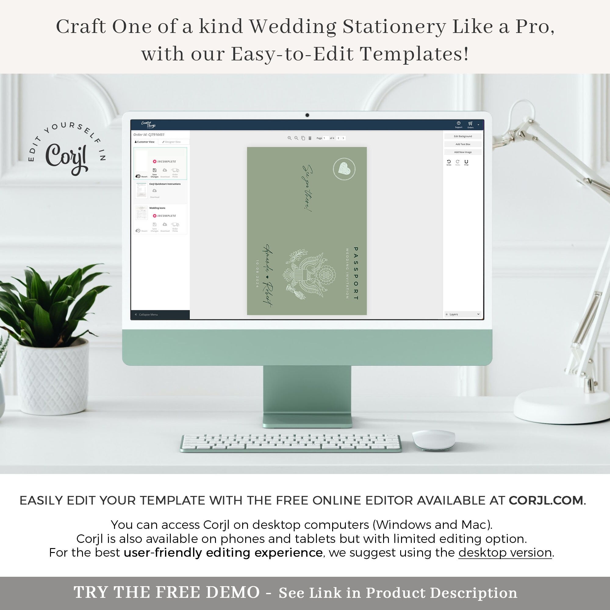 USA Passport Wedding Invitation Printable Template