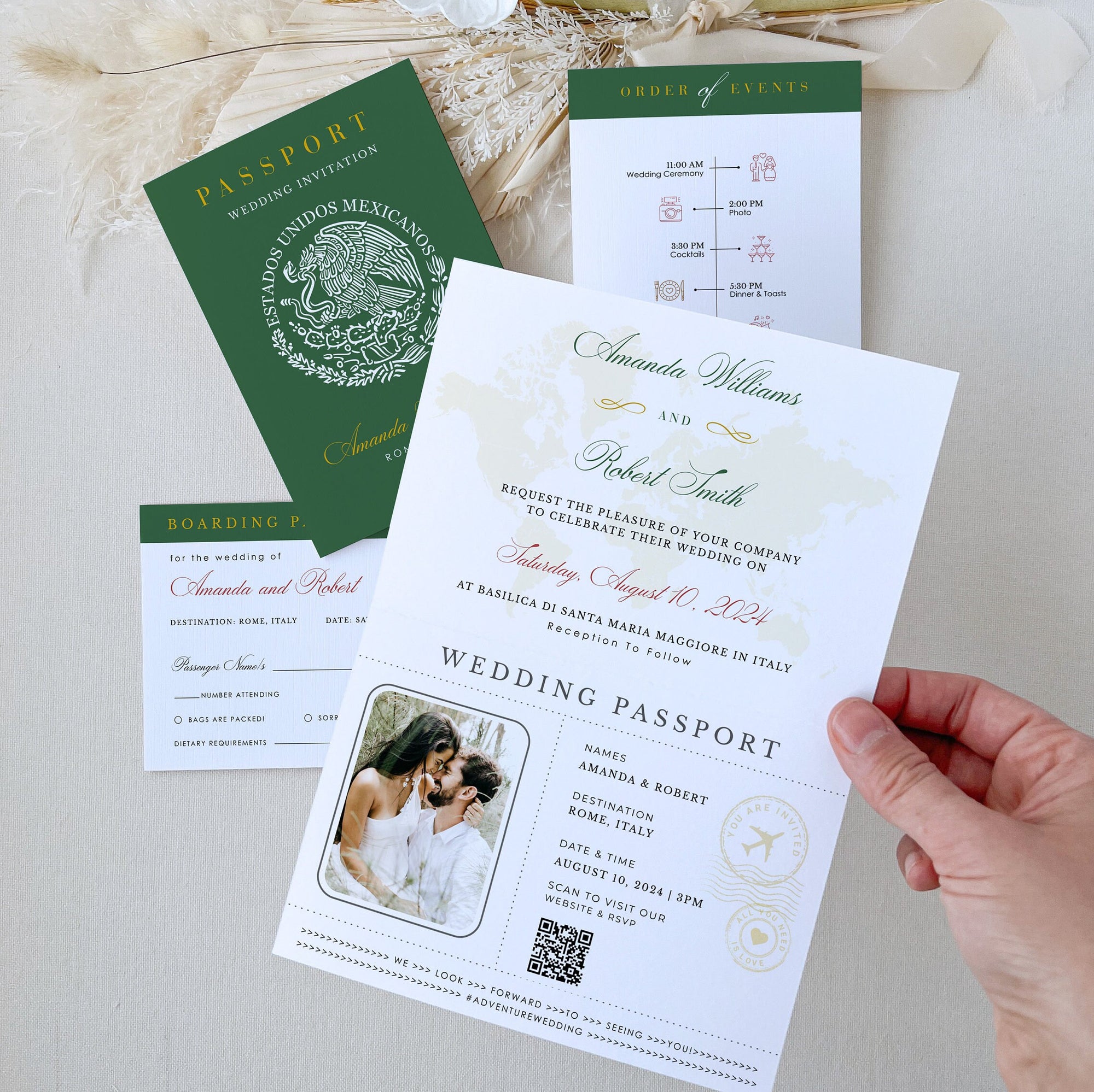 Mexico Passport Wedding Invitation Printable Template
