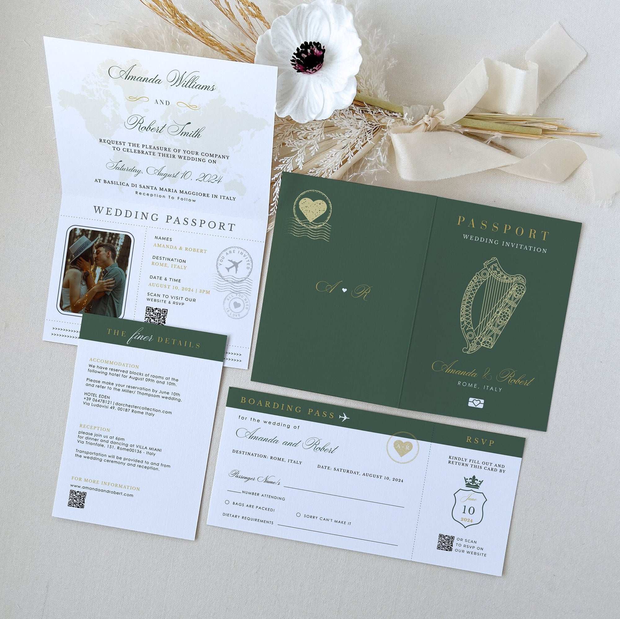 Irish Passport Wedding Invitation Template