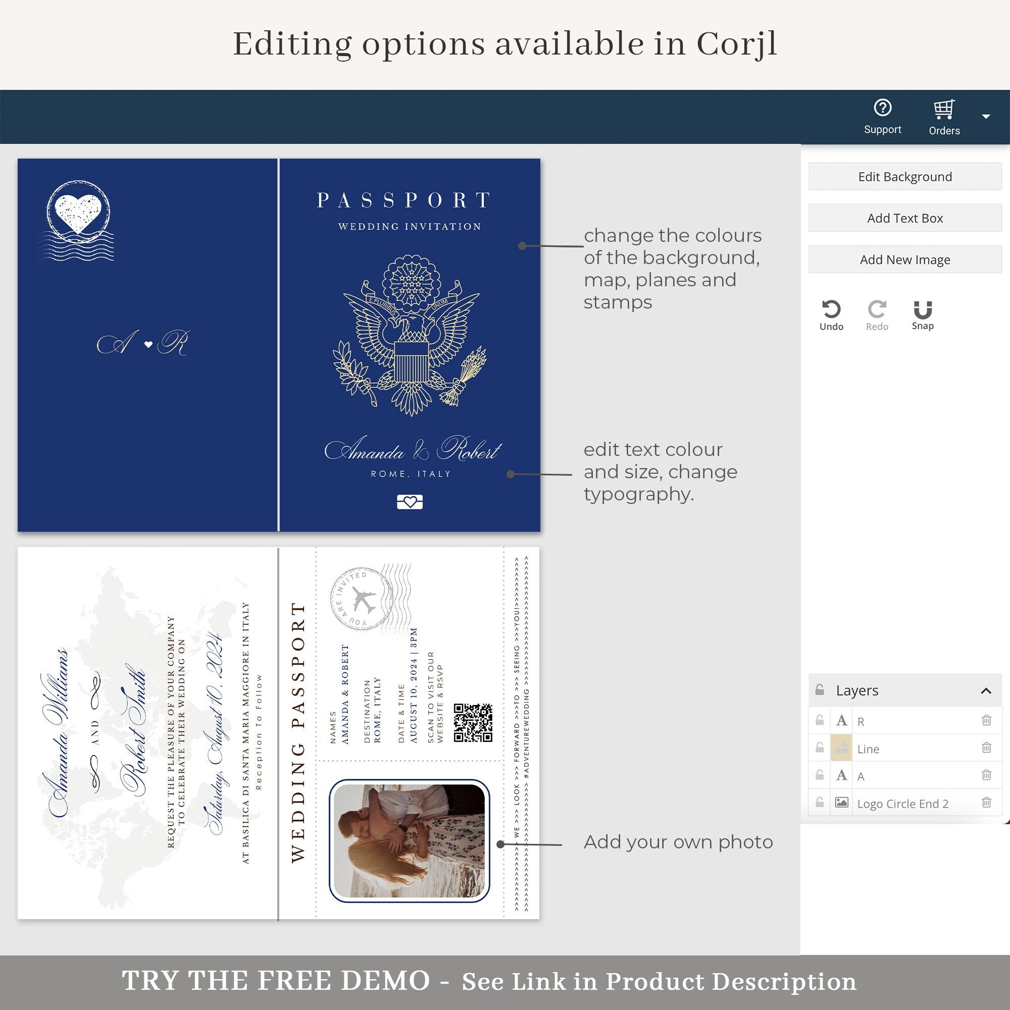 American Passport Wedding Invitation Template
