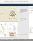USA Passport Wedding Invitation Printable Template