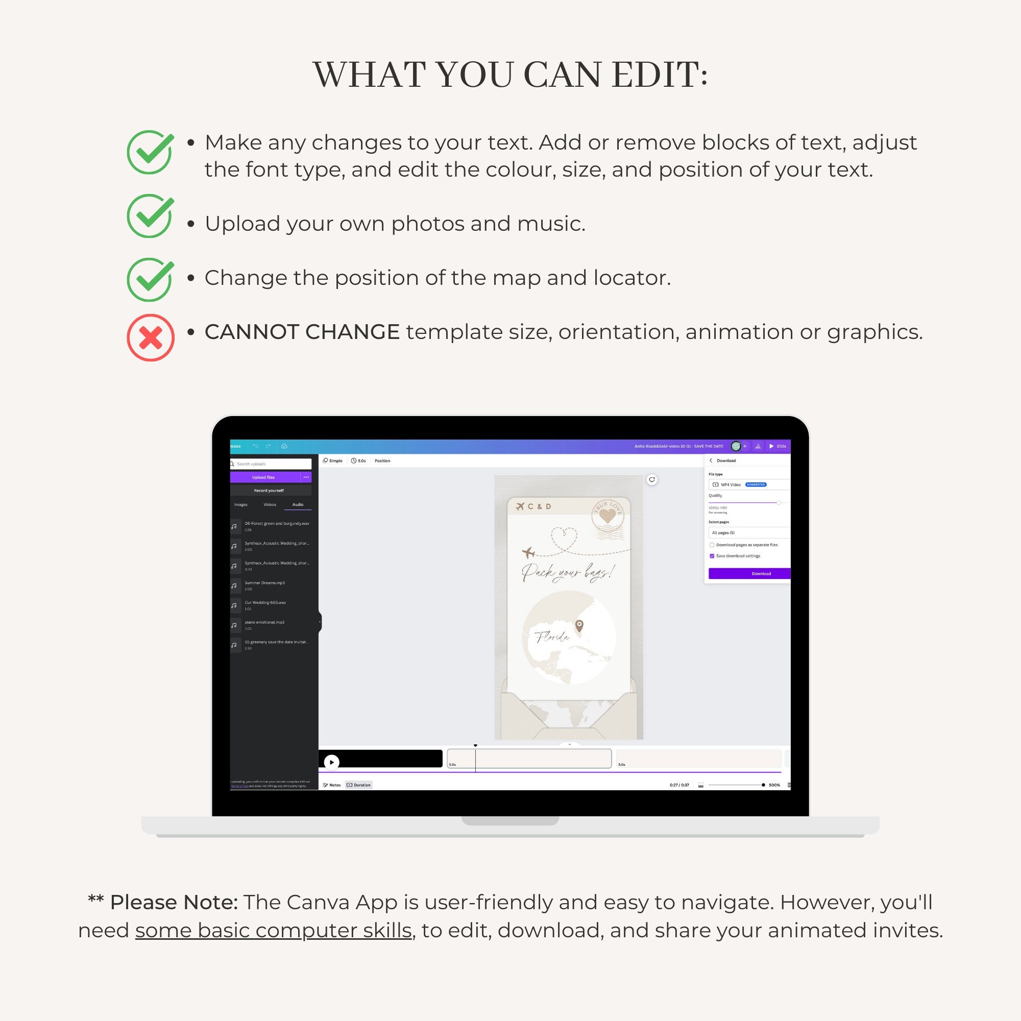 Boarding Pass Save the Date Video Template - Taupe