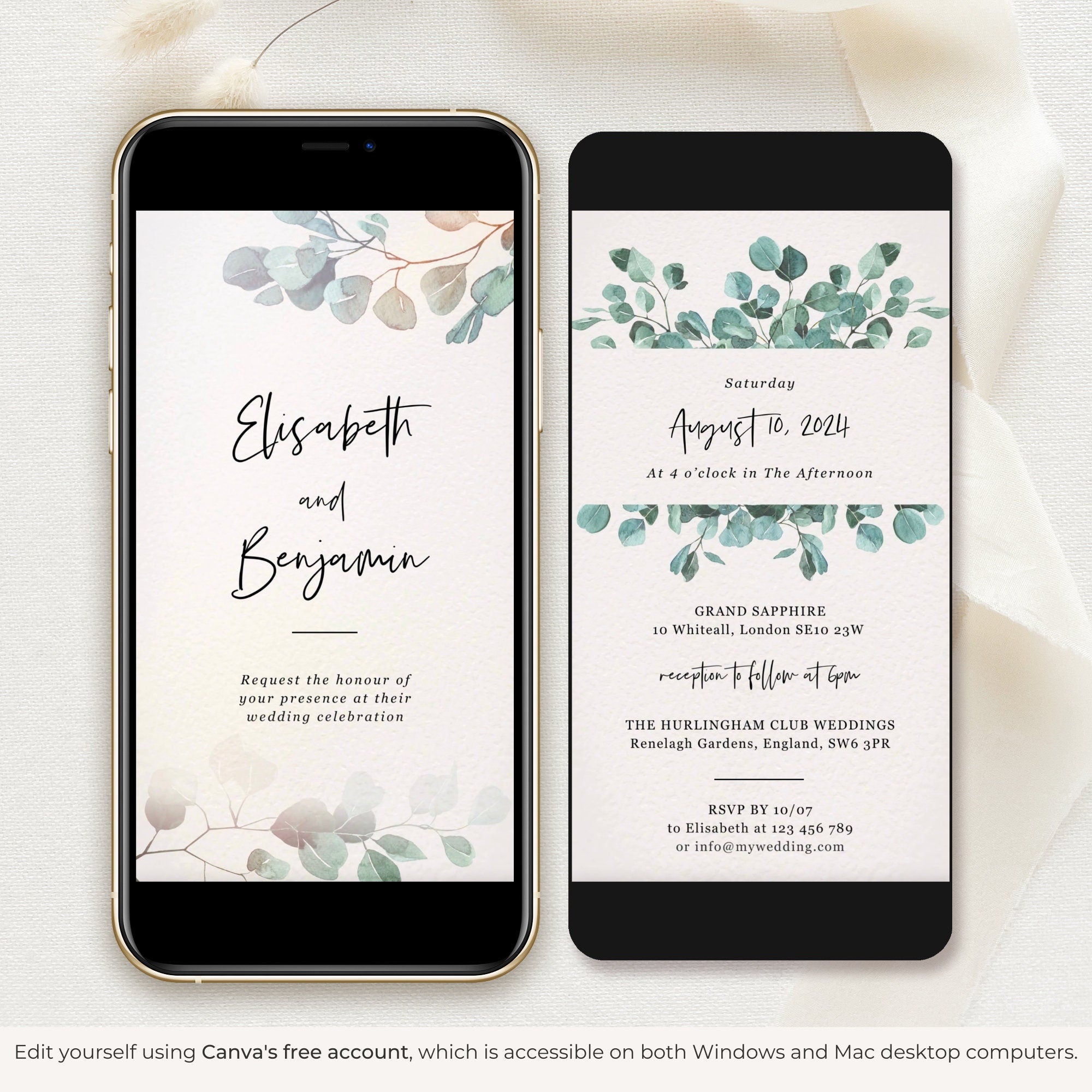LUISA Marriage Invitation Video Template with Eucalyptus