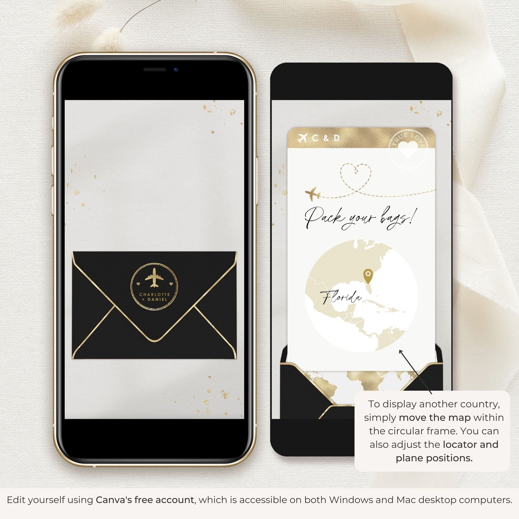 Boarding Pass Save the Date Video Template - Black