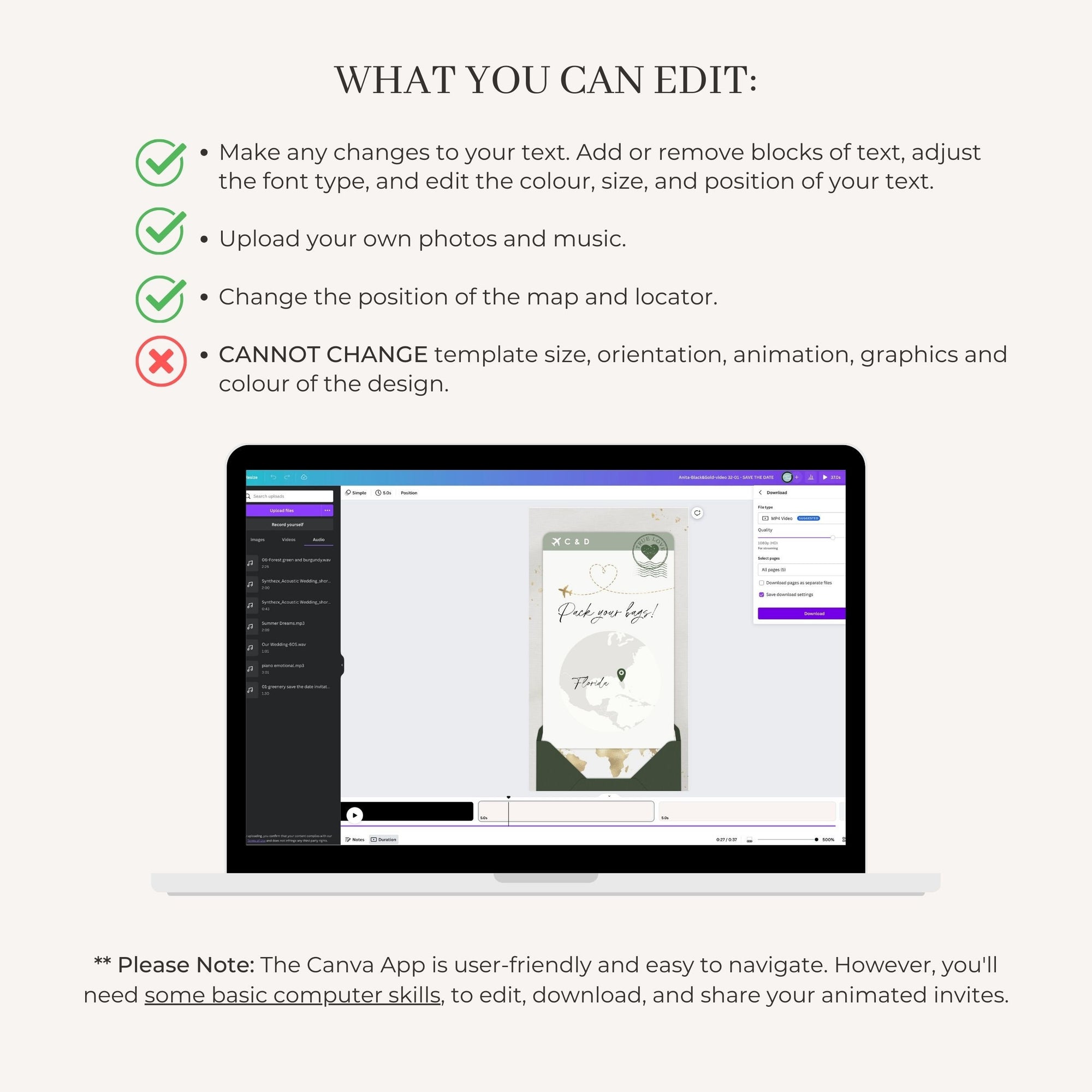 Boarding Pass Wedding Invitation Video Template - Sage Green