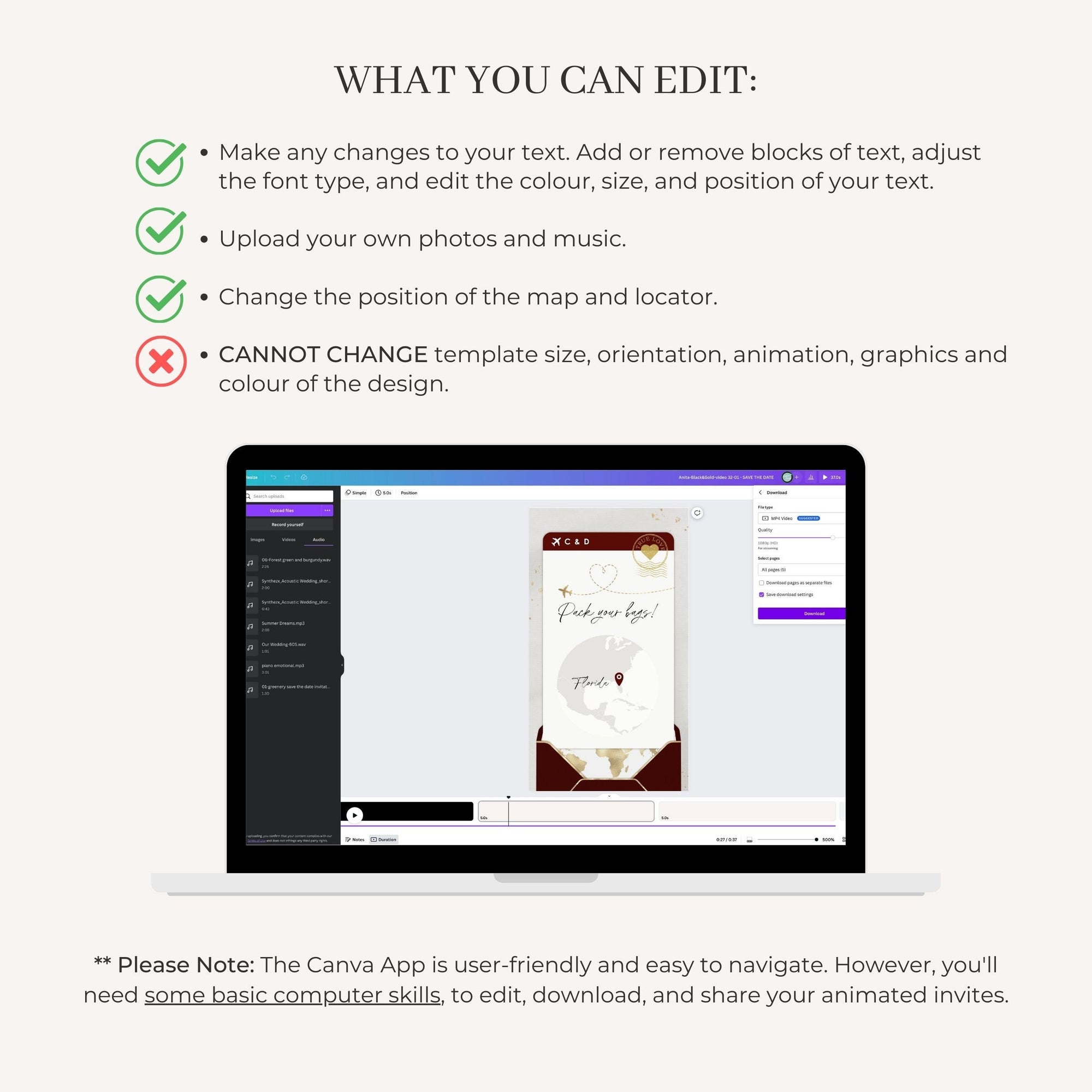 Boarding Pass Save the Date Video Template - Burgundy