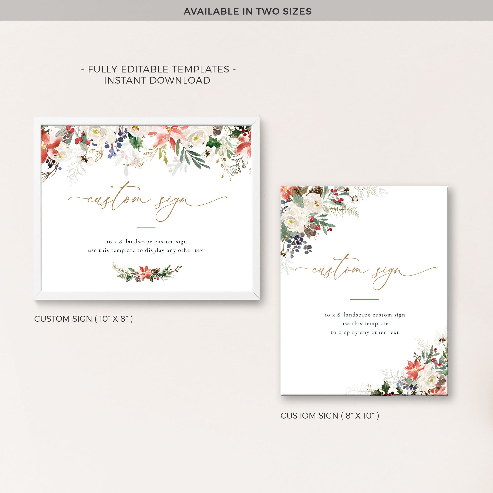 Natalia | Christmas Themed Custom Wedding Sign Template