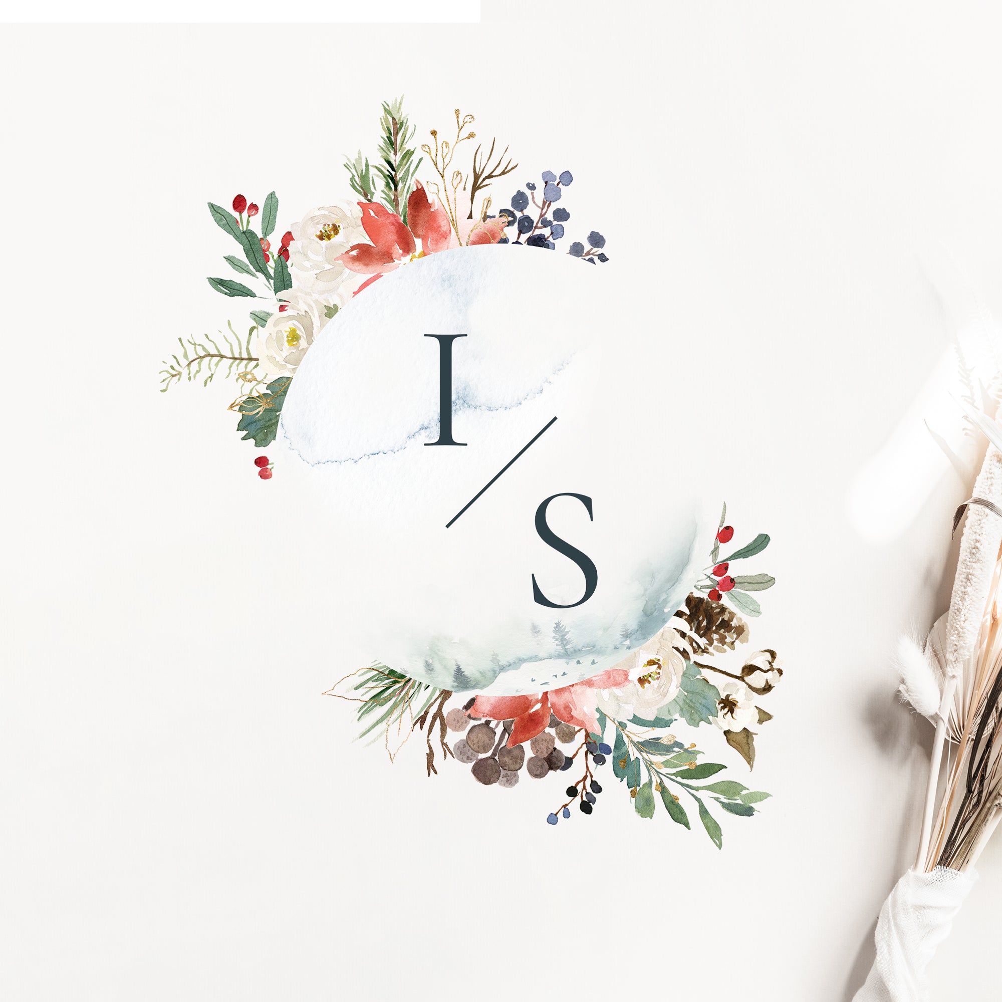 Natalia | Christmas Wedding Logo Design Template