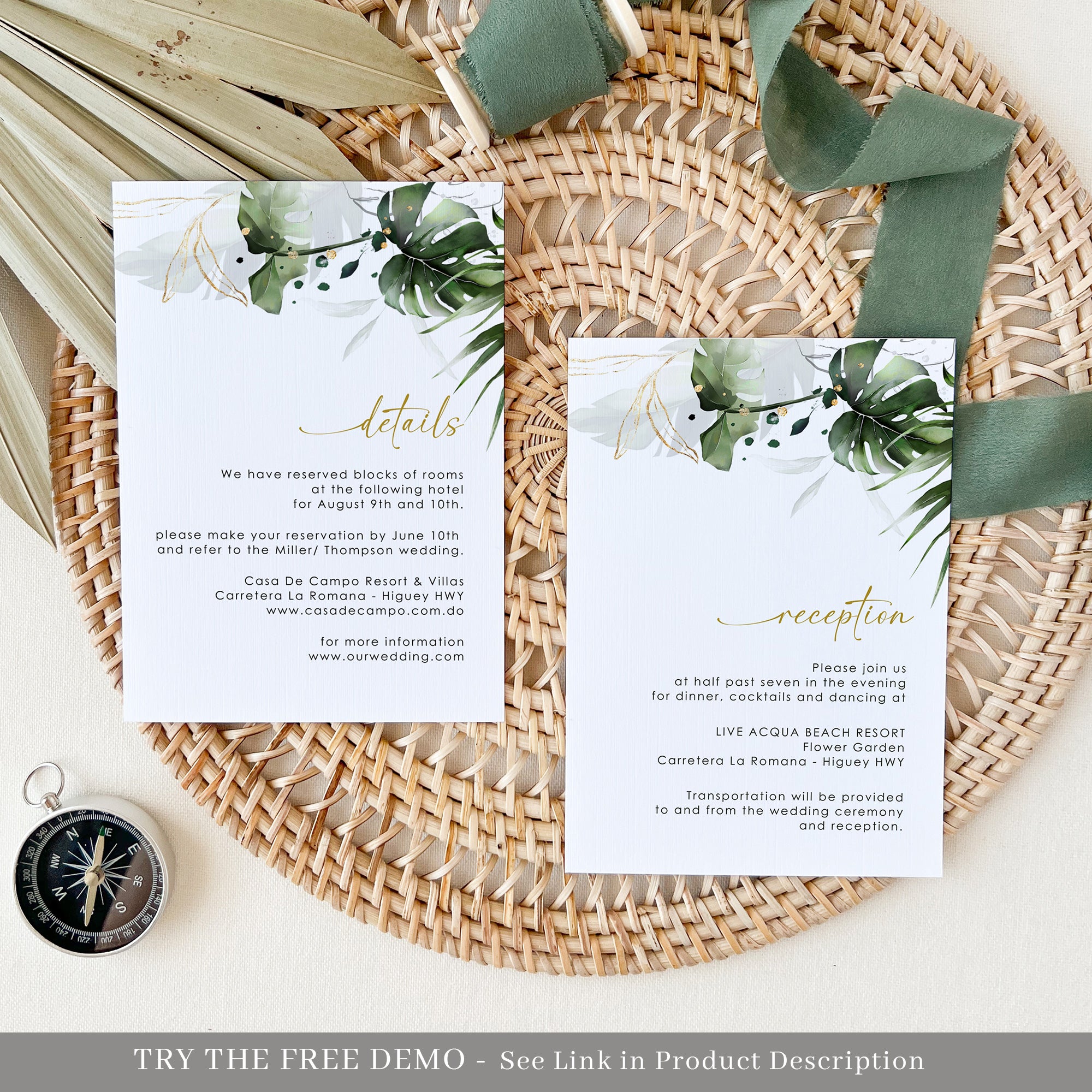 Palma | Elegant Tropical Wedding Invitation Suite Template