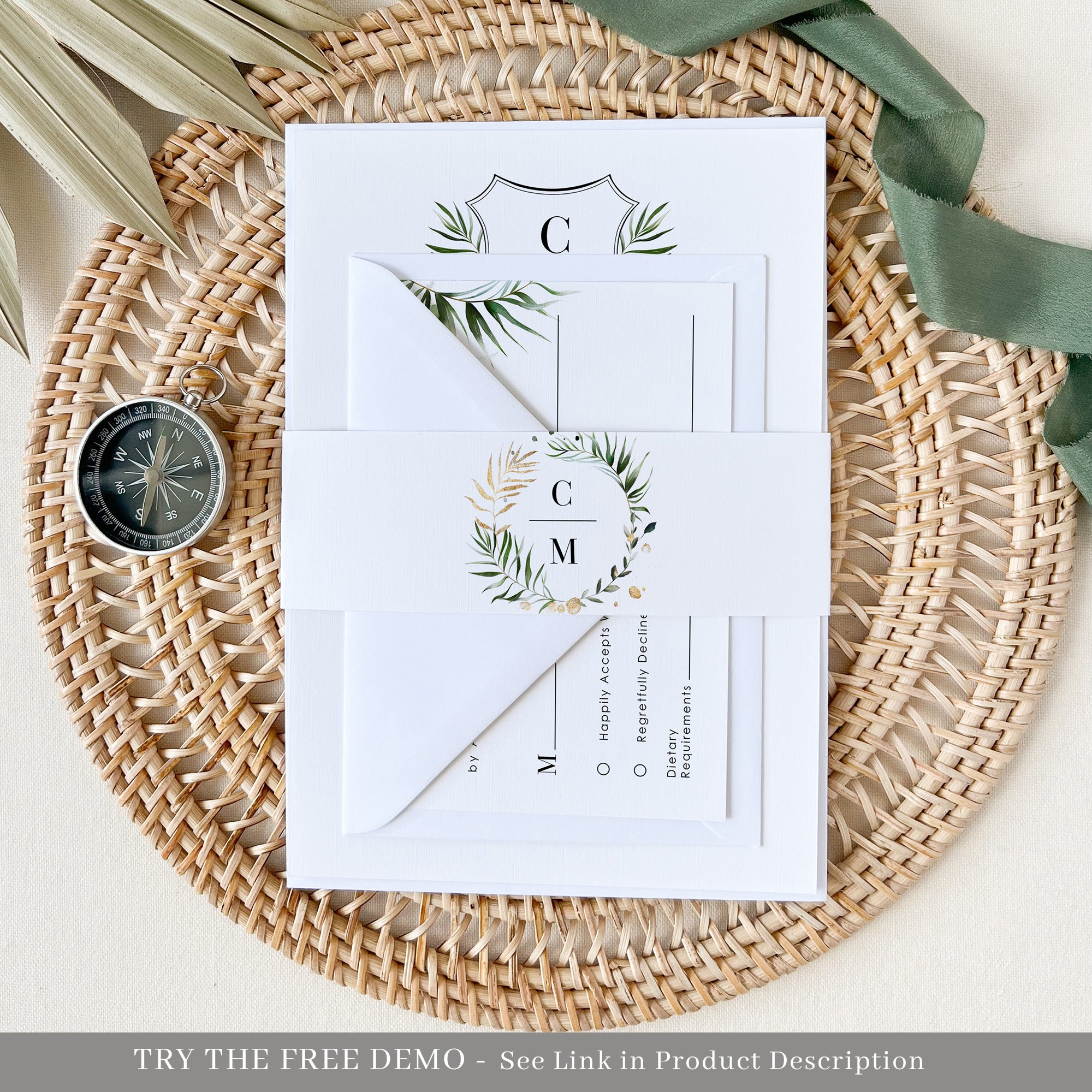 Palma | Elegant Tropical Wedding Invitation Suite Template