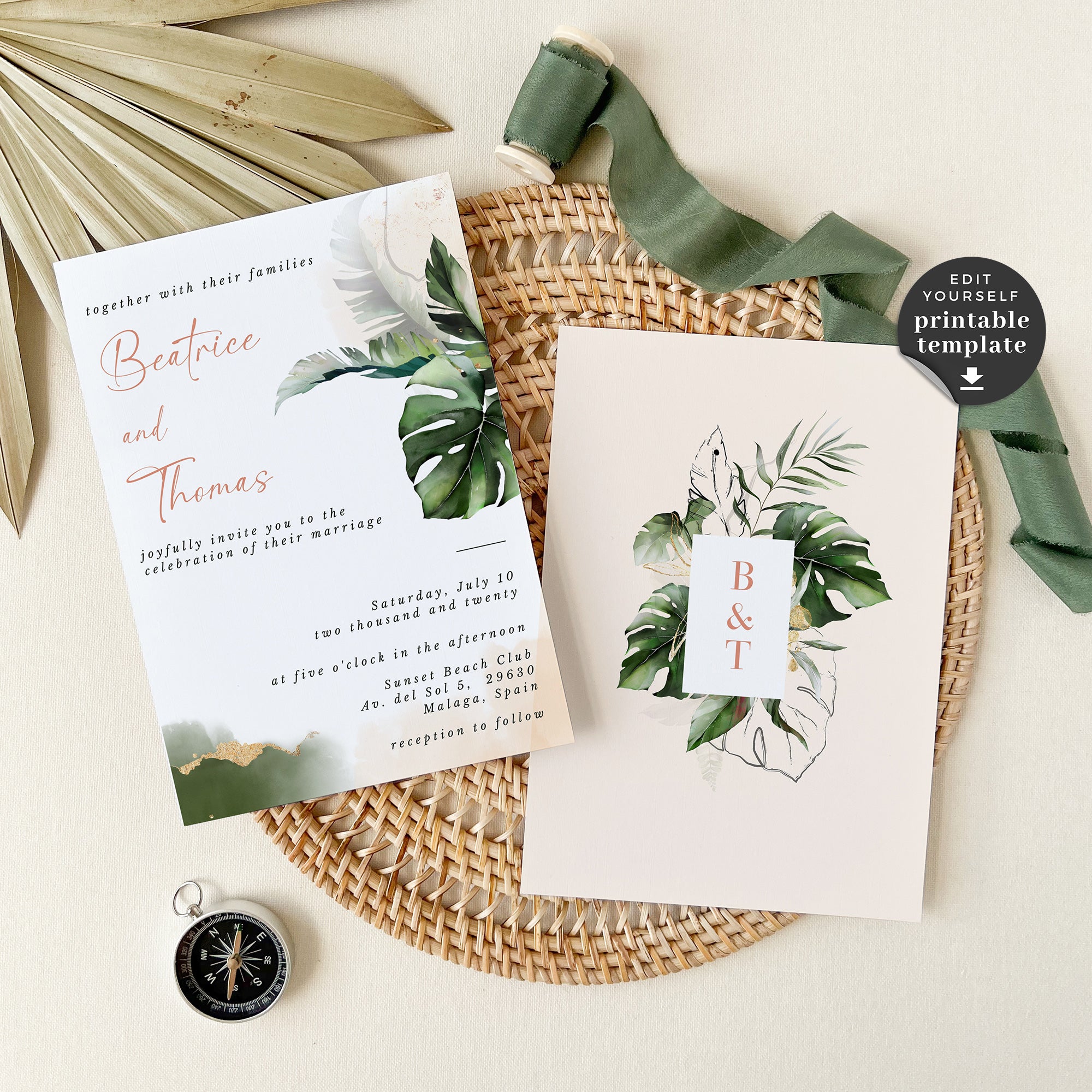 Palma | Tropical Wedding Invitation Template