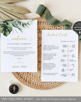 PALMA Tropical Wedding Welcome Letter And Itinerary Template