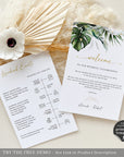 PALMA Tropical Wedding Welcome Letter And Itinerary Template