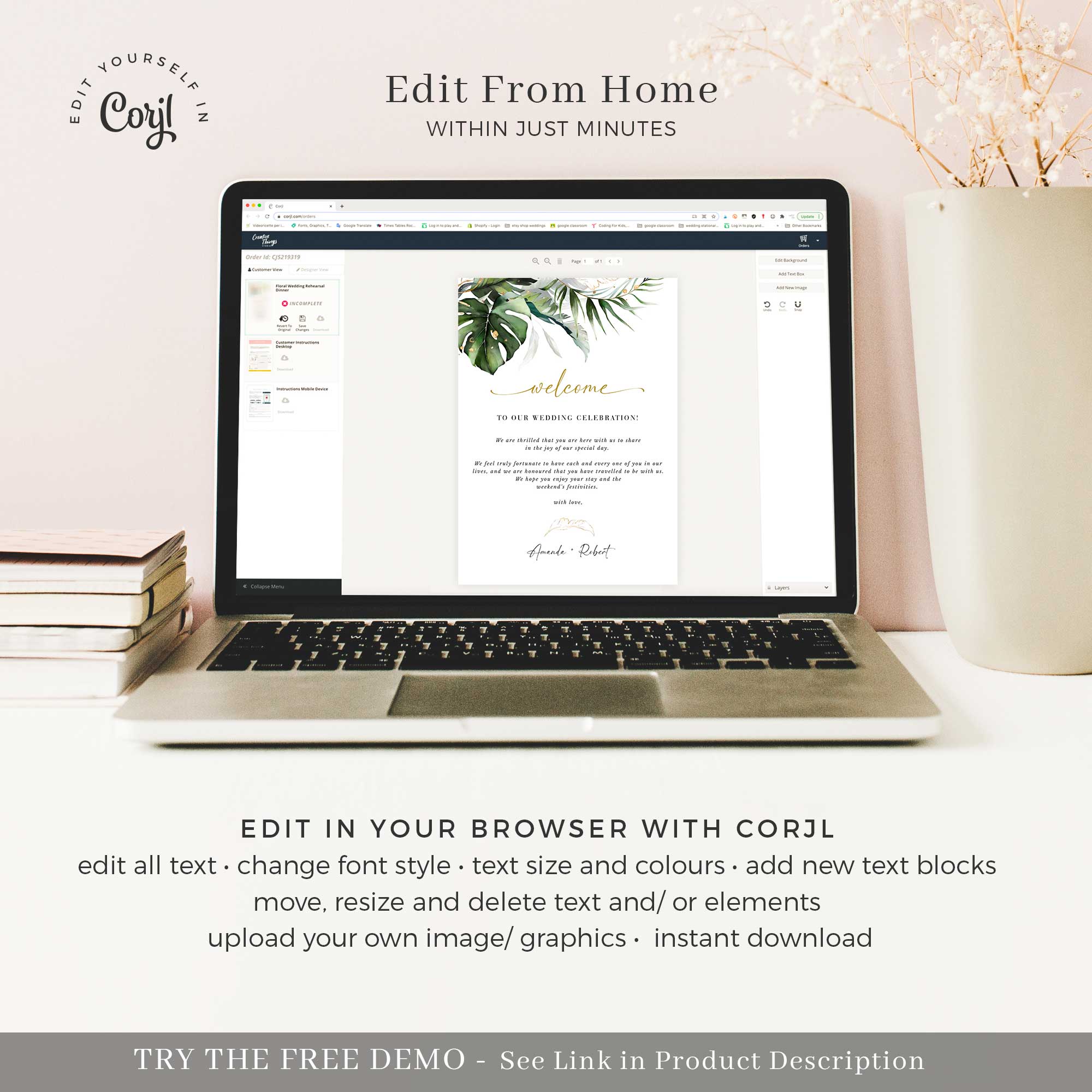 PALMA Tropical Wedding Welcome Letter And Itinerary Template