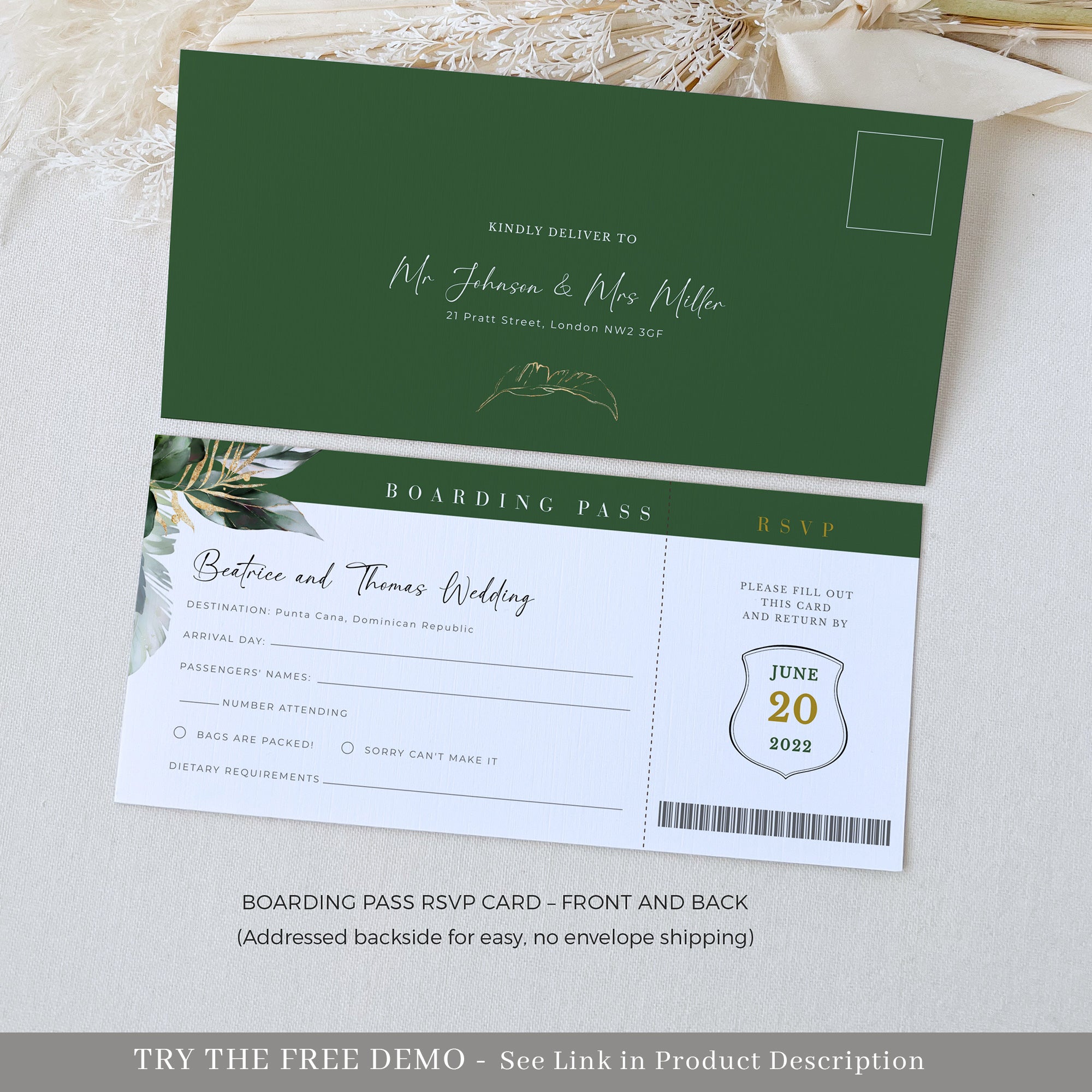 Palma | Tropical Passport Wedding Invitation Template