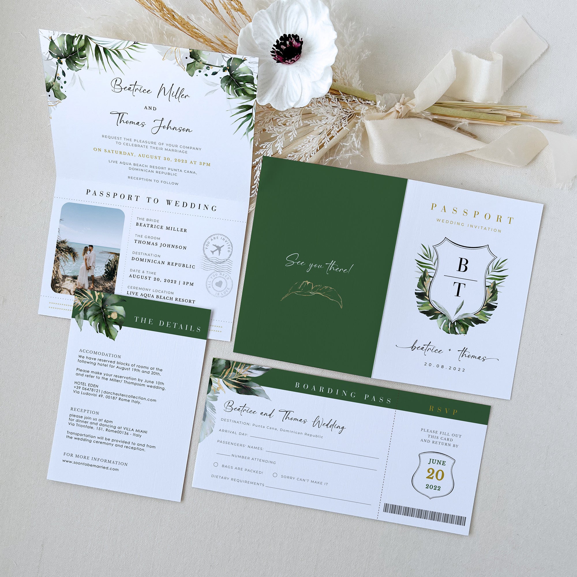 Palma | Tropical Passport Wedding Invitation Template