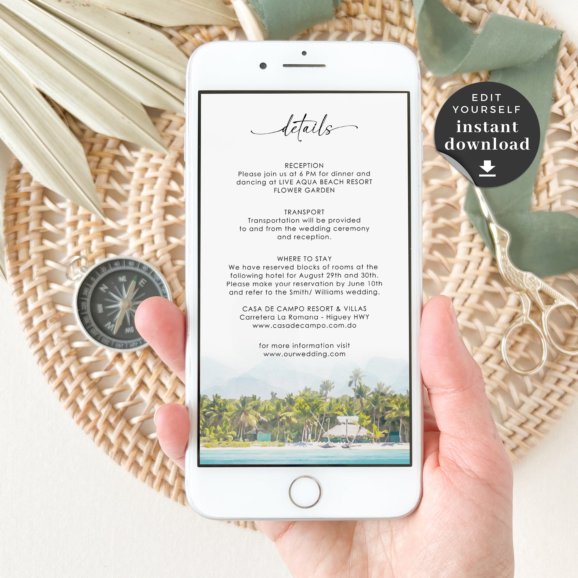 Mira | Tropical Wedding Invitation Set Digital