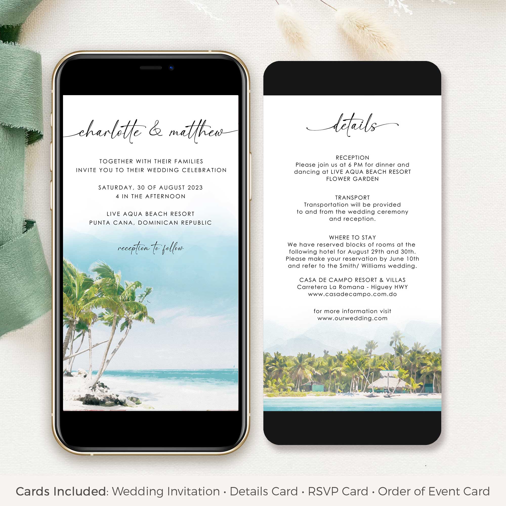 Mira | Tropical Wedding Invitation Set Digital